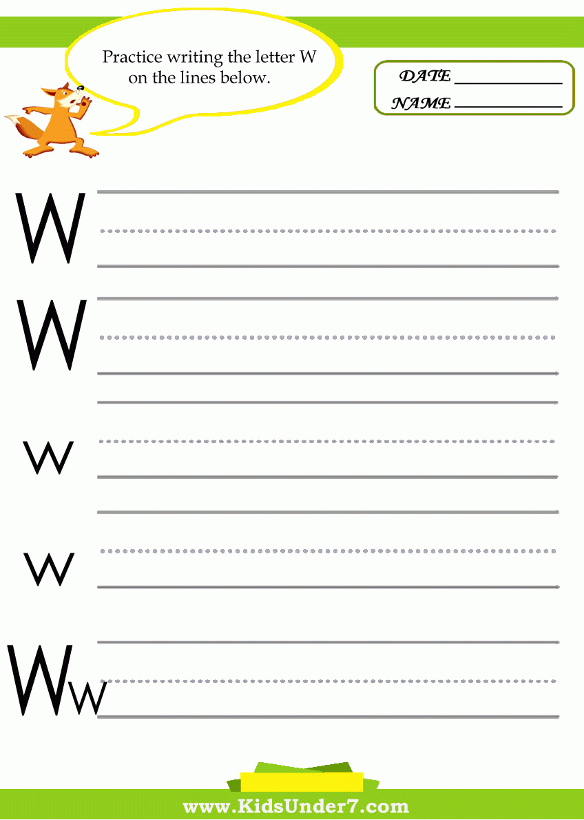 Kids Under 7 Letter W Practice Writing Worksheet