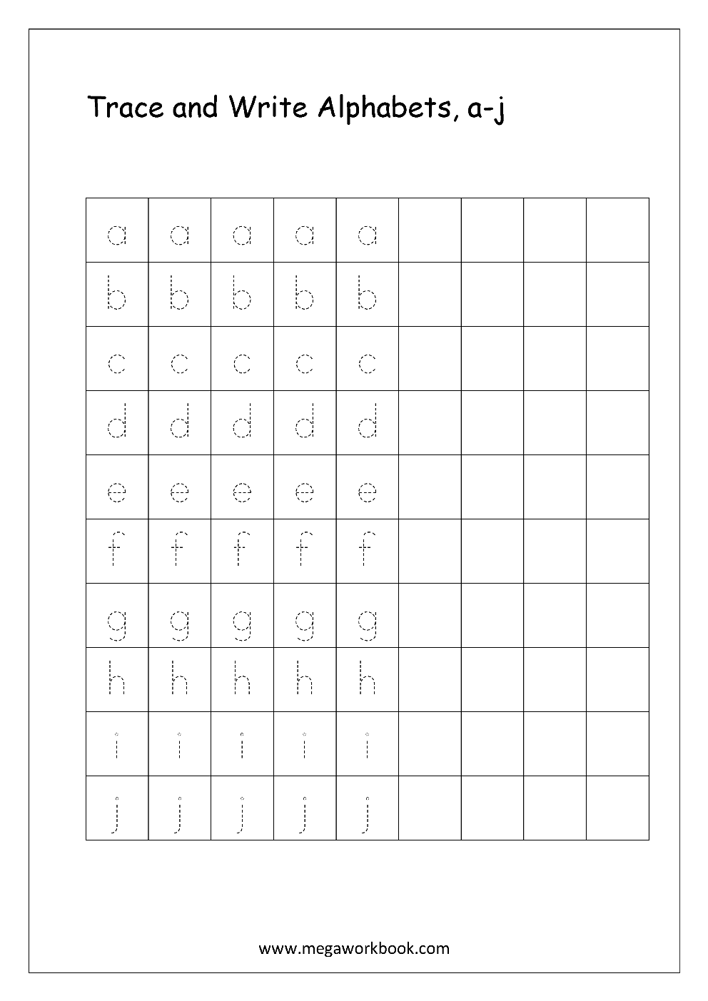 handwriting lowercase letters worksheet