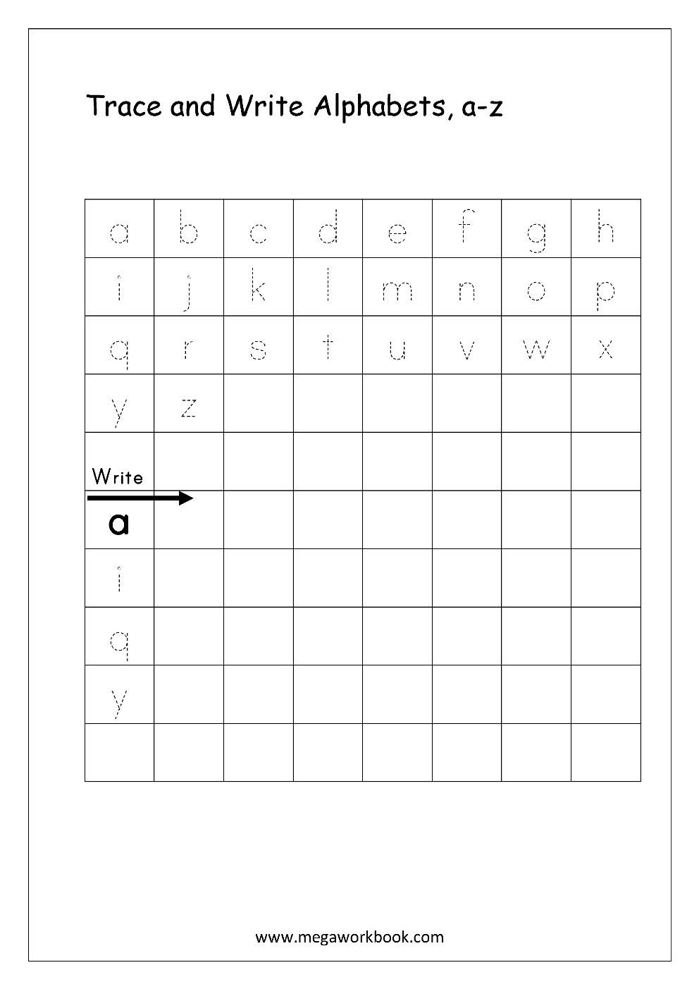 a to z handwriting worksheets