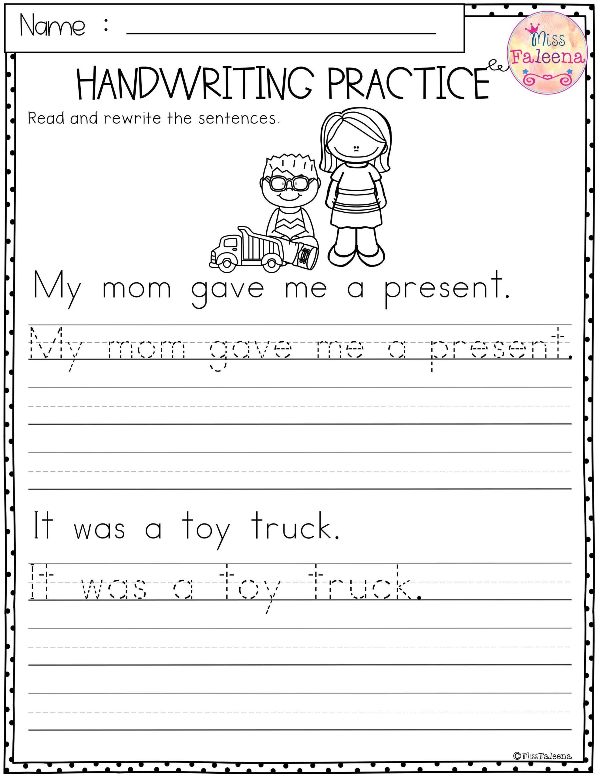 Kindergarten Handwriting Writing Sentences Worksheets Practice Sheets For Young Learners