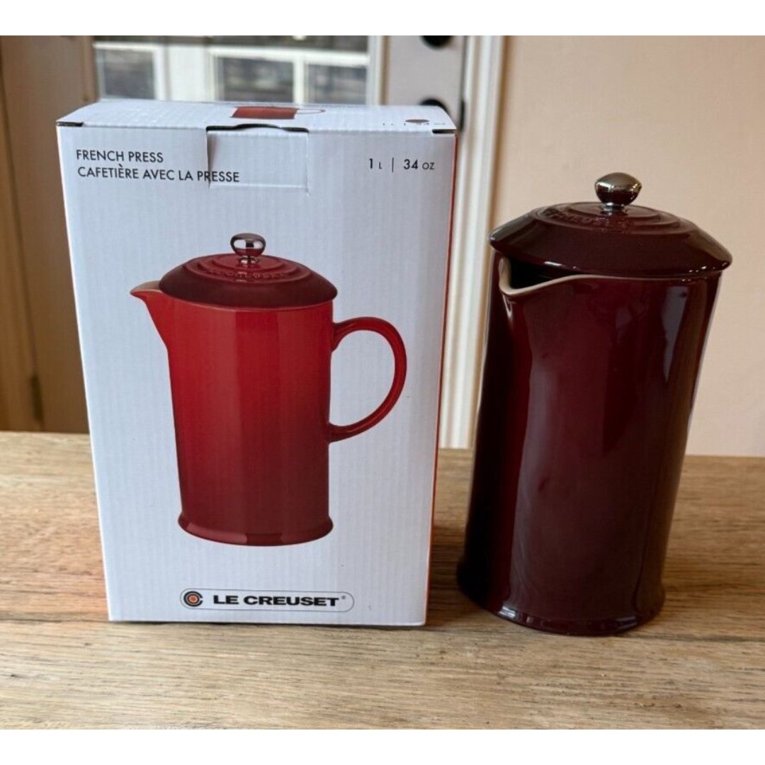 Le Creuset Stoneware 34 Oz 1 Liter French Press Rhone NEW