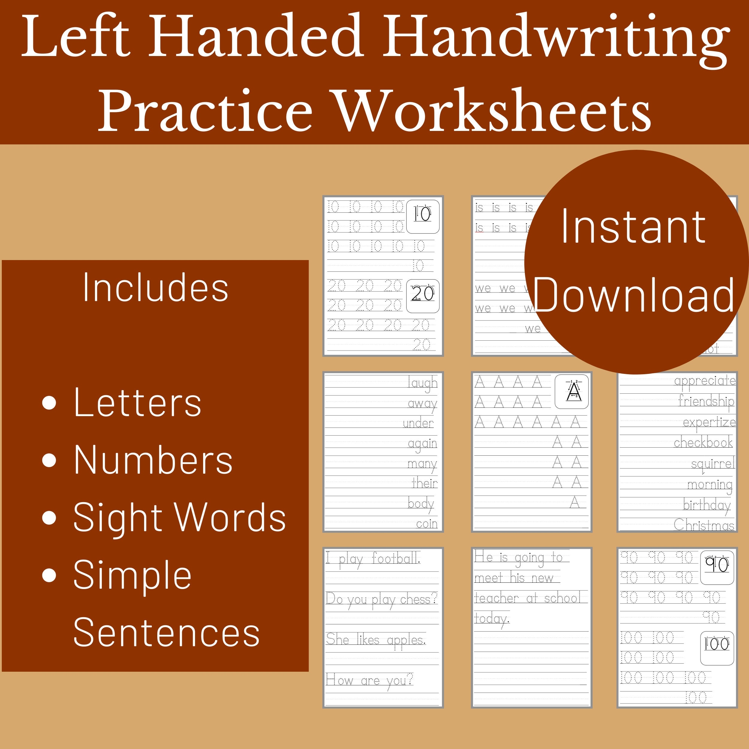 left handed handwriting worksheets
