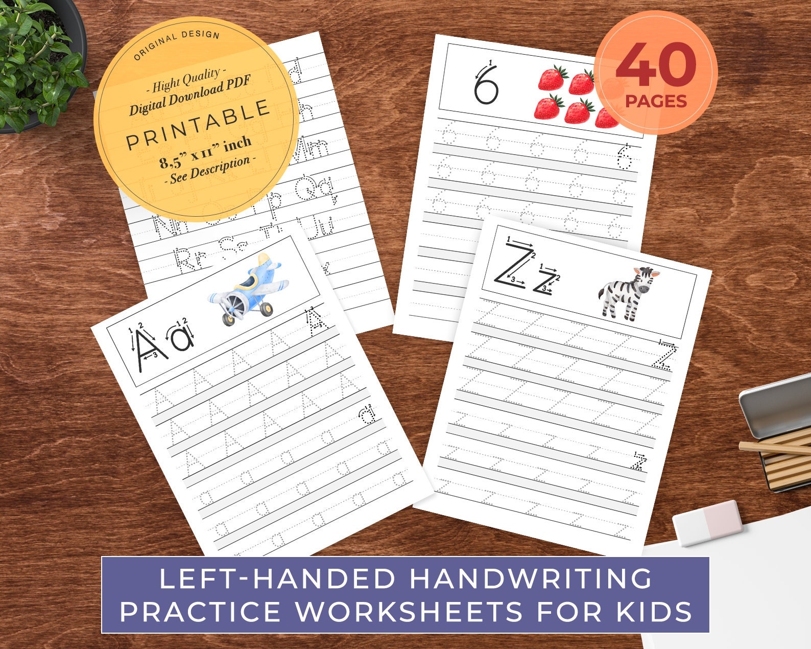 Left Handed Handwriting Practice Worksheets For Kids Trace Write Letters And Numbers Left Handed Calligraphy Left Hand Writing Etsy