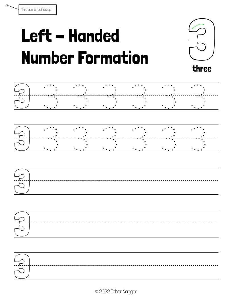 Left handed Number Formation Tracing And Practice Etsy