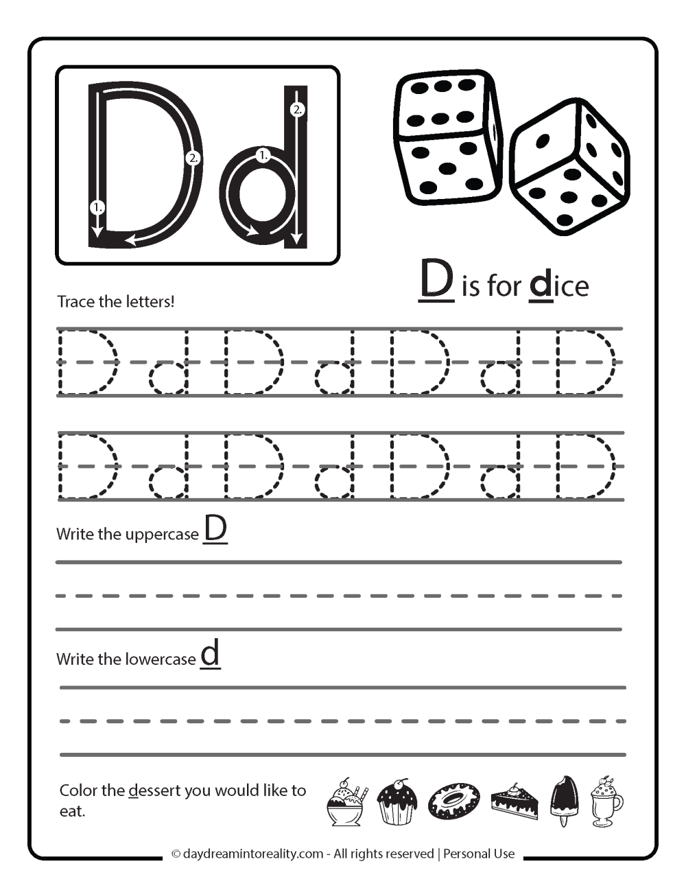 Letter D Worksheets 55 Free PDF Printables Daydream Into Reality