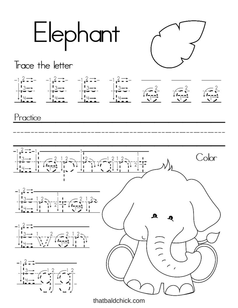 Letter E Alphabet Writing Practice