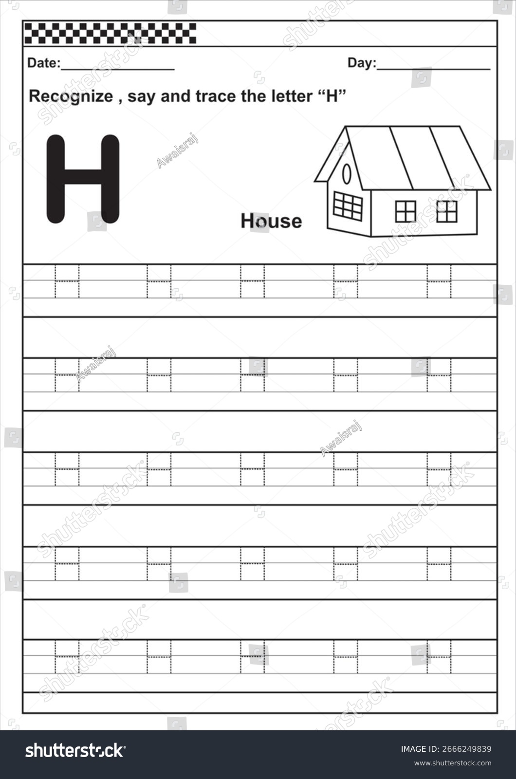 Letter H Tracing Worksheet Preschool Kindergarten Stock Illustration 2666249839 Shutterstock Letter H Tracing Worksheet Preschool Kindergarten Stock Illustration 2666249839 Shutterstock