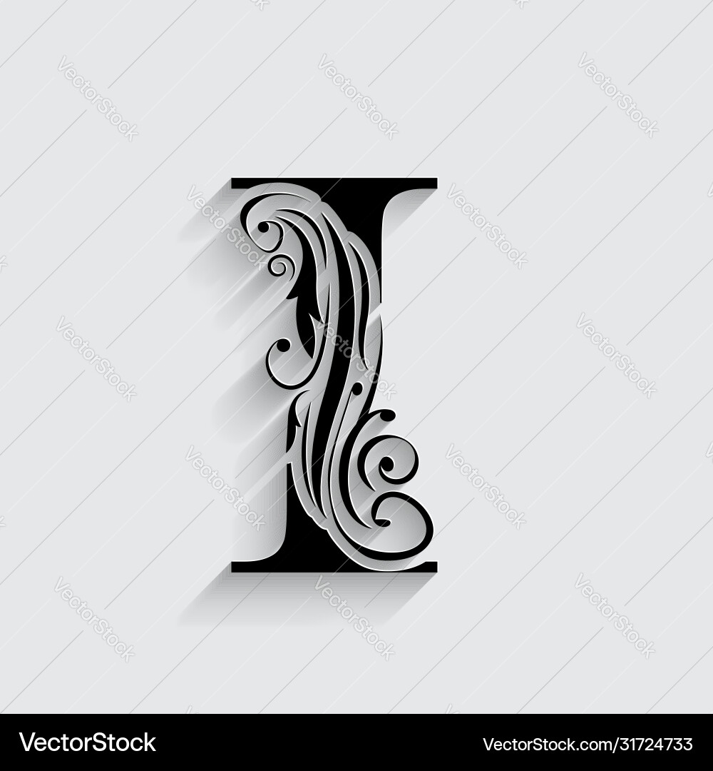 Letter I Black Flower Alphabet Beautiful Capital Royalty Free Vector VectorStock