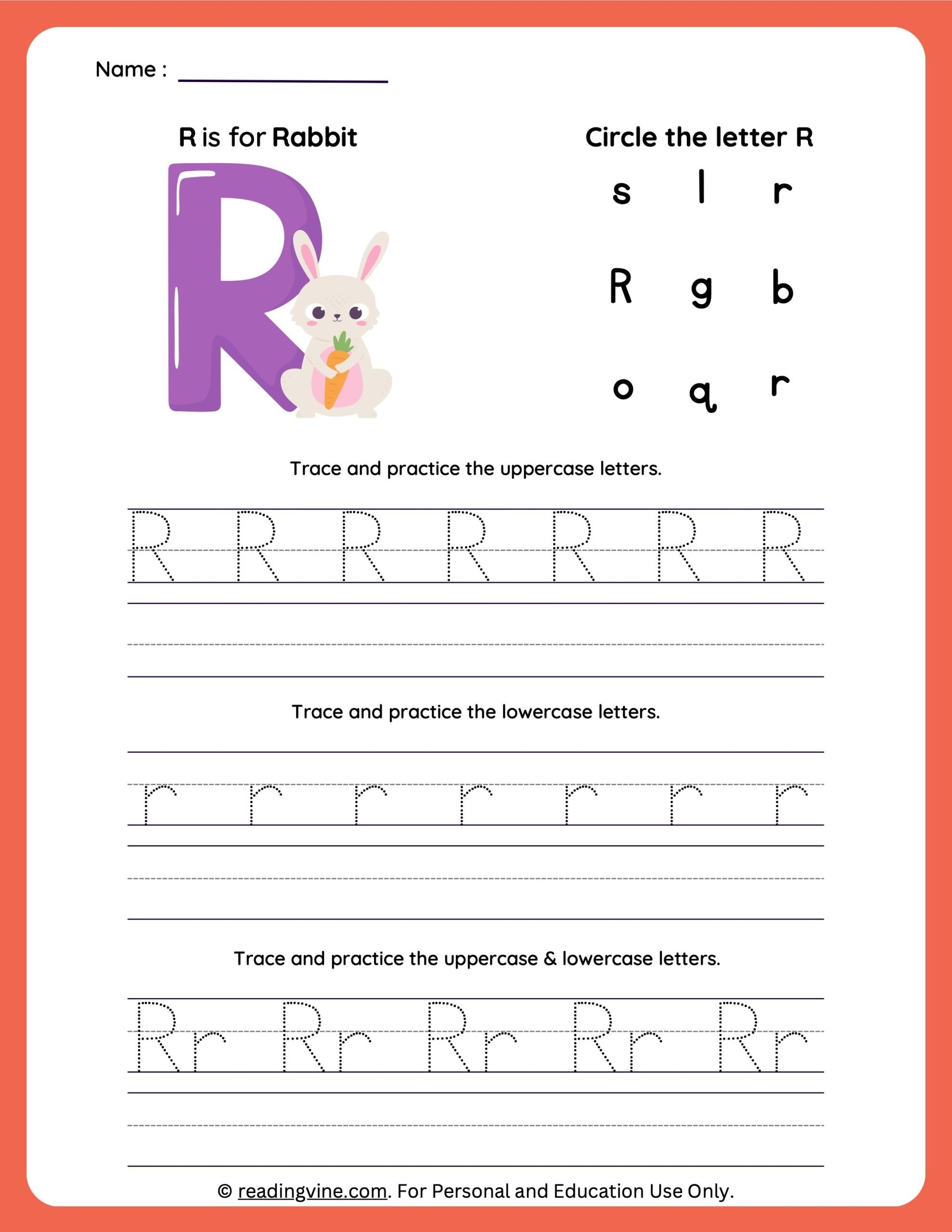 letter r handwriting worksheet