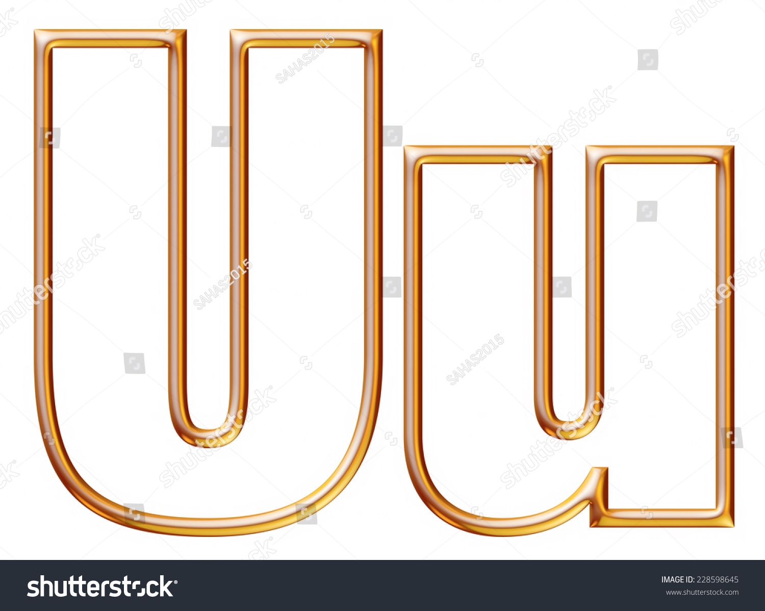 Letter U Golden Glossy Outline On Stock Illustration 228598645 Shutterstock