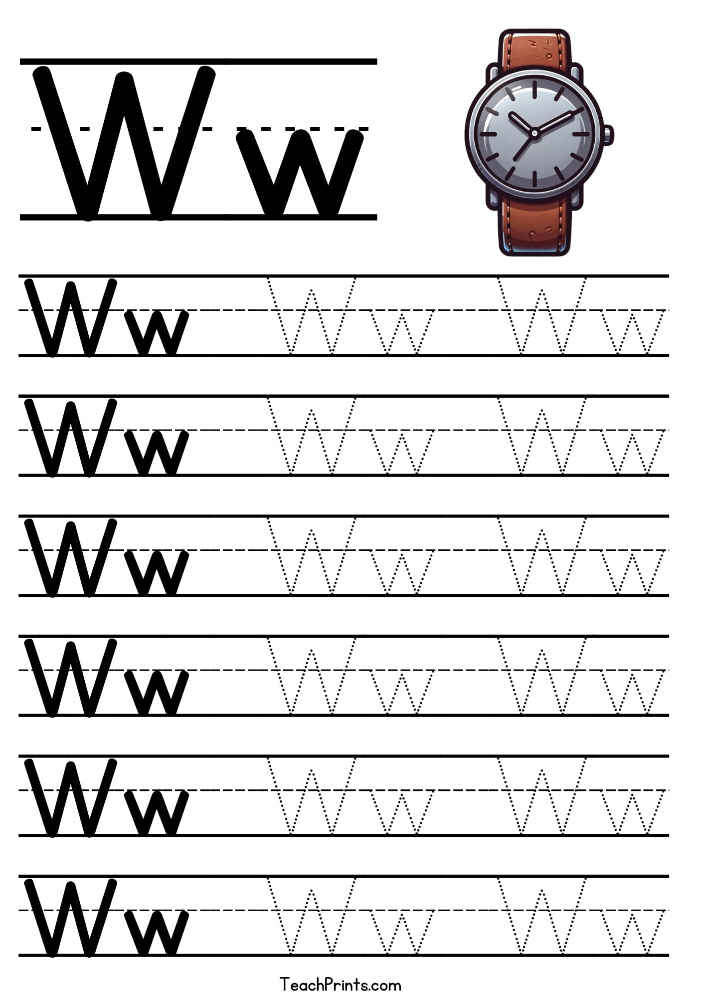letter w handwriting worksheet