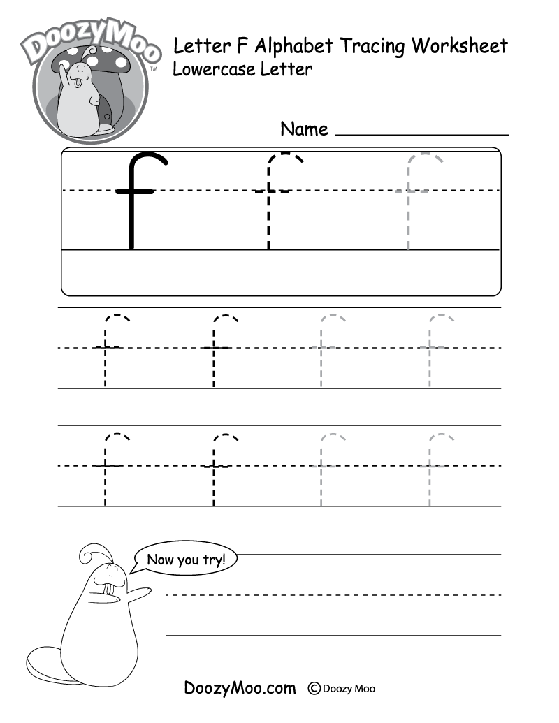 Lowercase Letter f Tracing Worksheet Doozy Moo