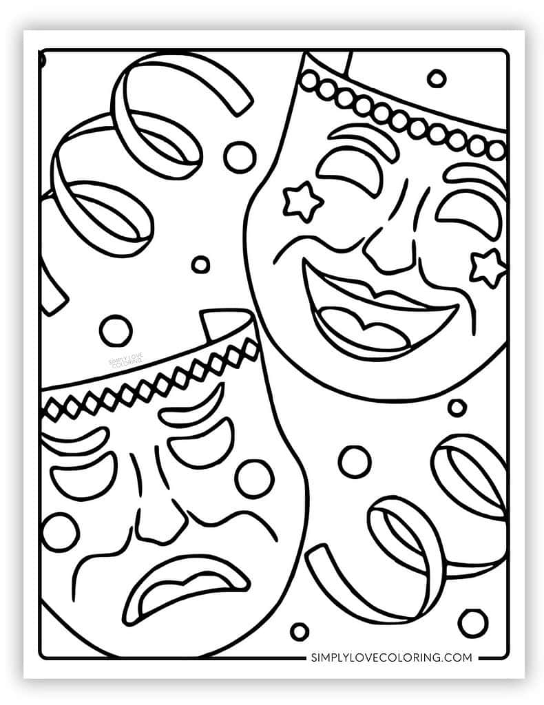 Mardi Gras Coloring Pages Free PDF Printables Simply Love Coloring