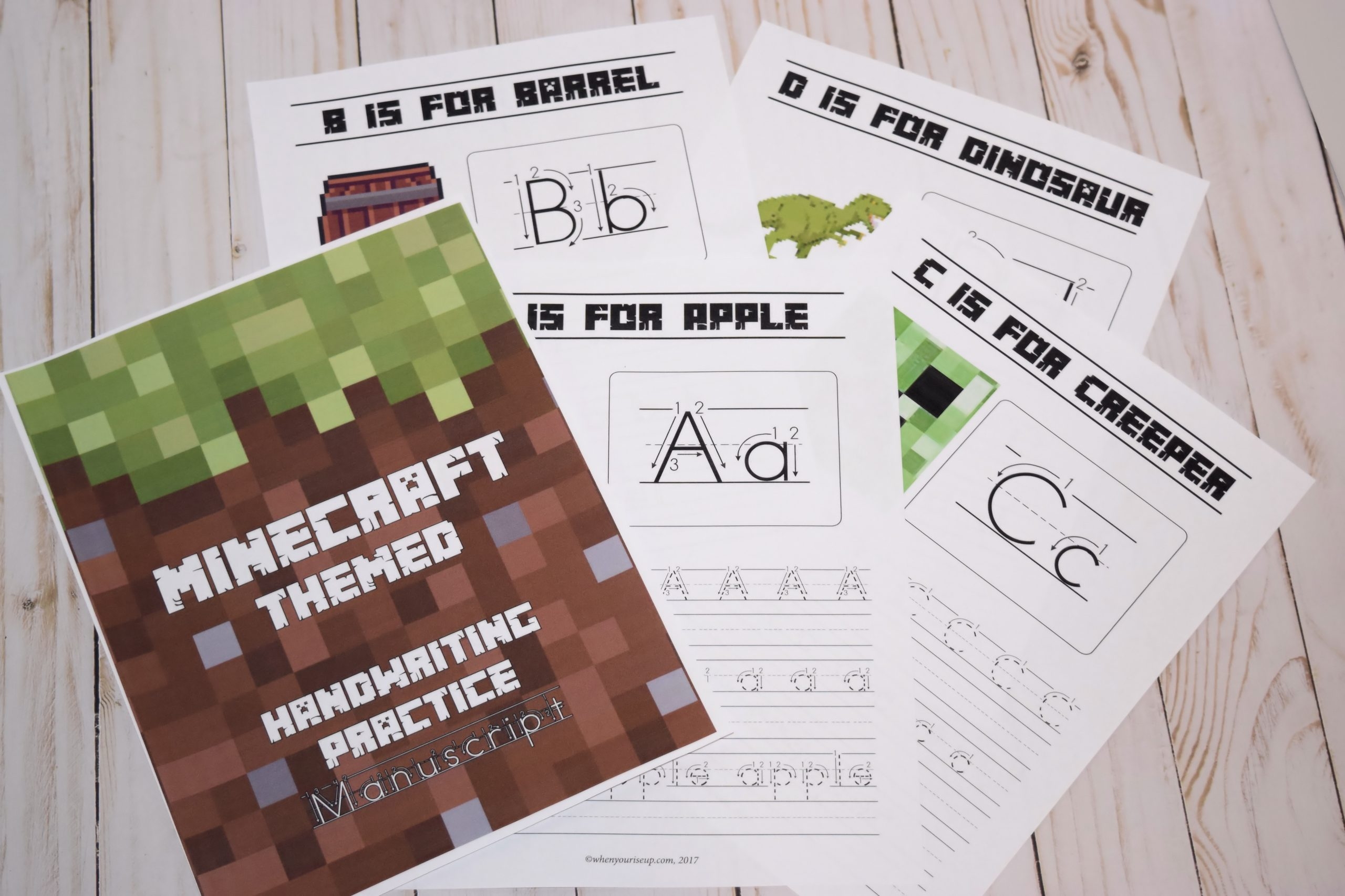 Minecraft Themed Handwriting Practice Manuscript Printable SKrafty