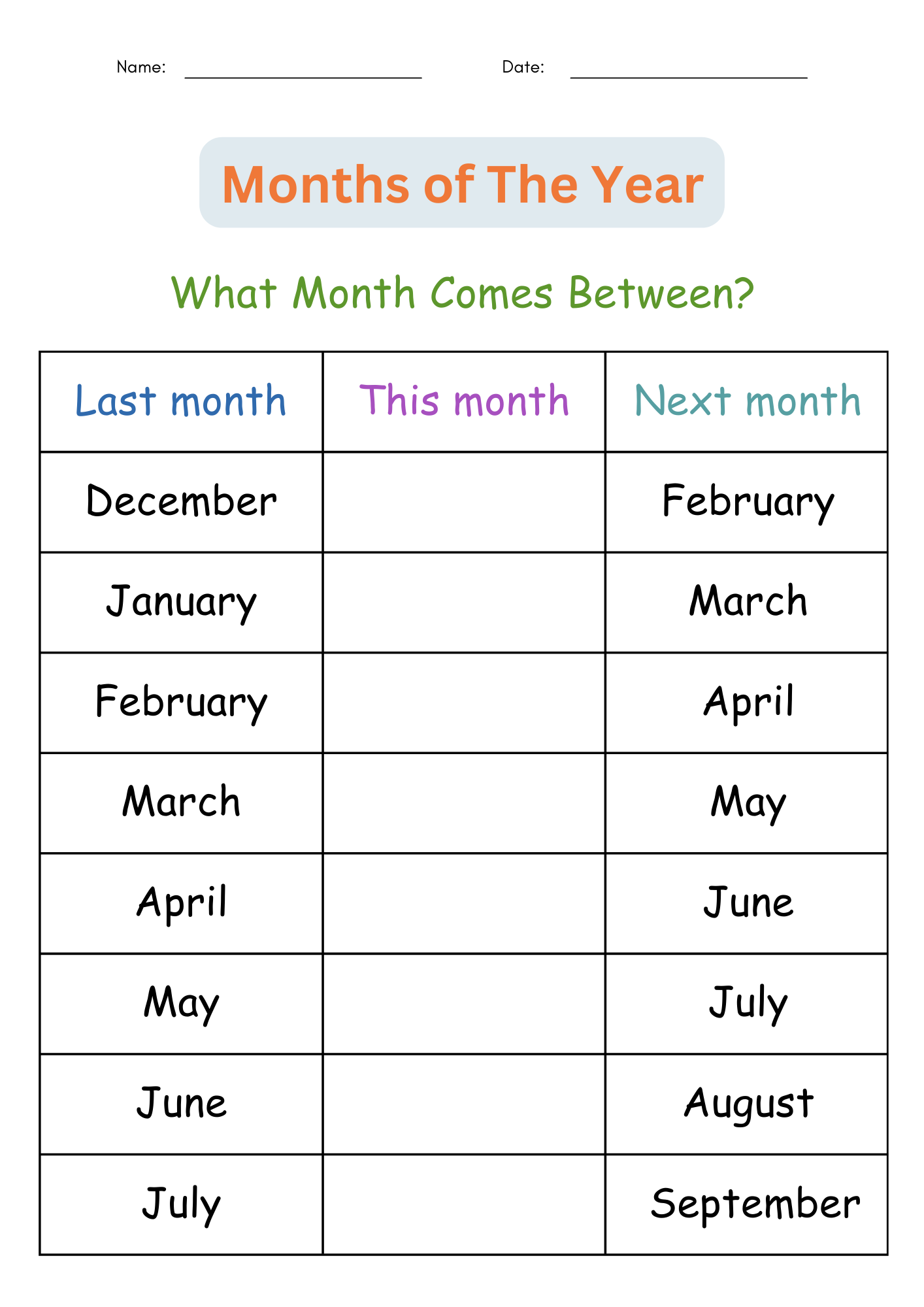 Month And Dates Worksheets Printable Months Of The Year Worksheet Month Sequencing