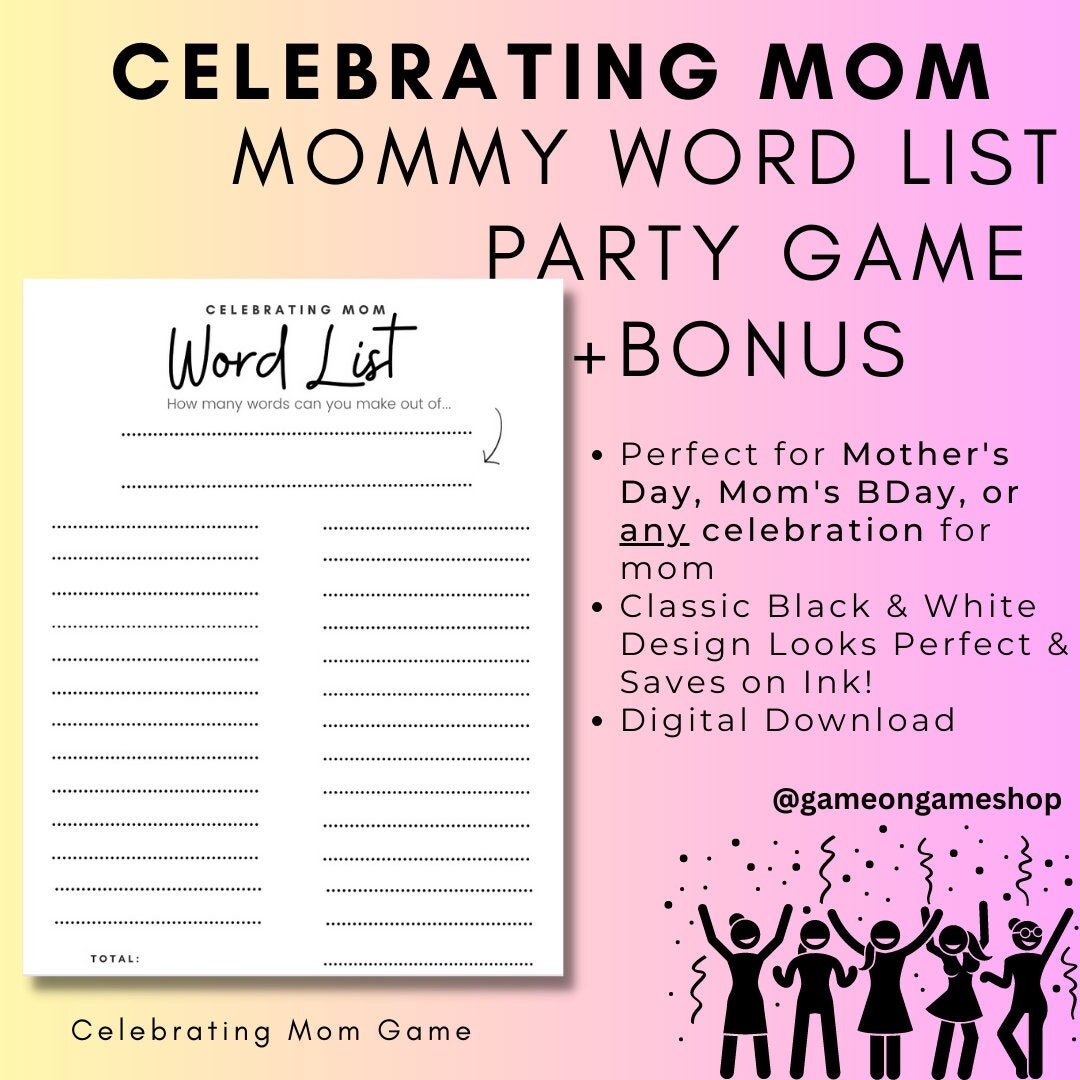 Mother’s Day How Many Words Game