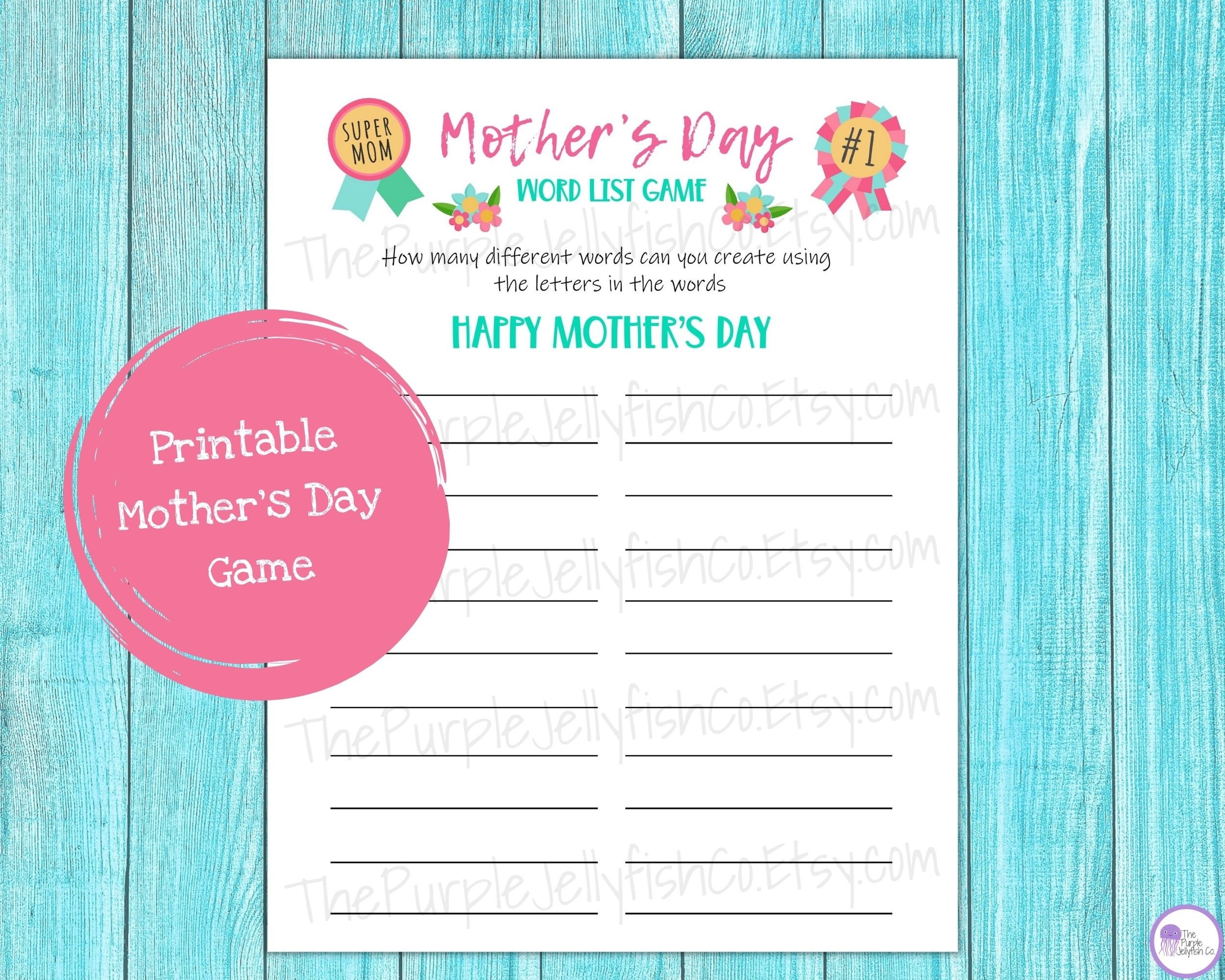 Mother s Day Word List Game Mother s Day Activity Printable How Many Words Can You Make Game Mother s Day Word Puzzle For Kids And Adults Etsy
