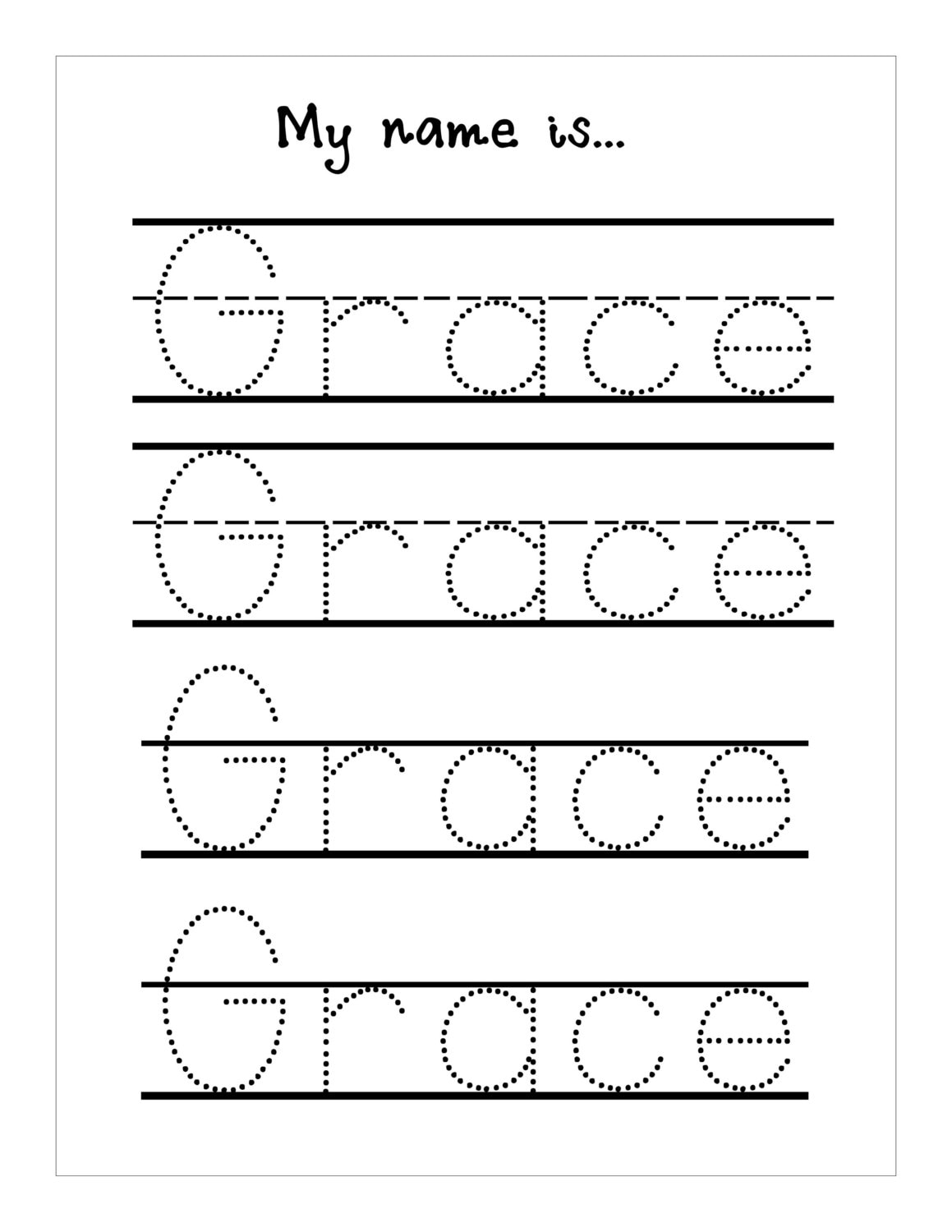 Name Trace Worksheet DIGITAL FILE Printable For Pre Schoolers kindergarteners Etsy