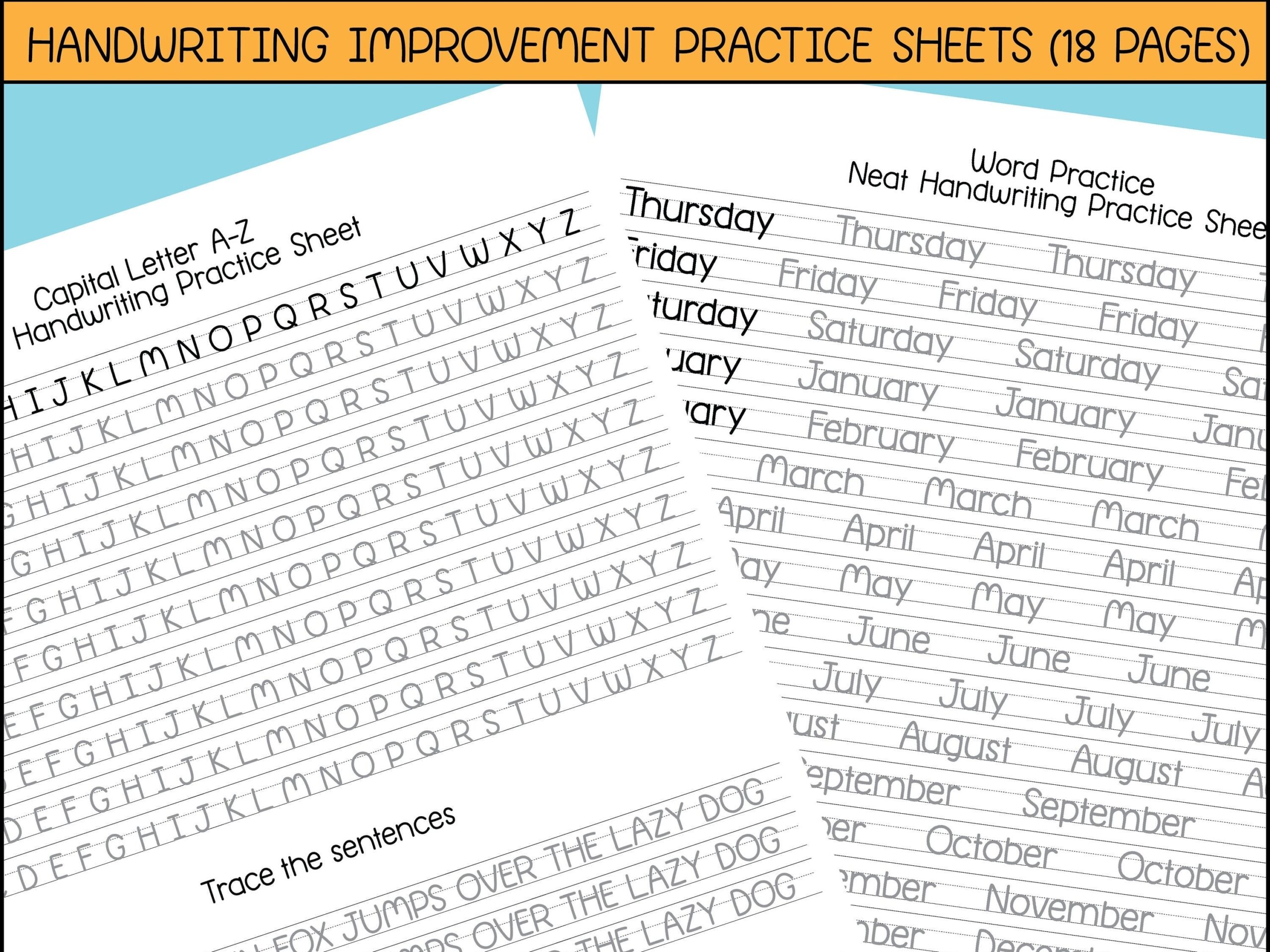 Neat And Cute Handwriting Practice Sheet letters Words And Sentences Penmanship Practice To Improve Handwriting For Adult Children Etsy