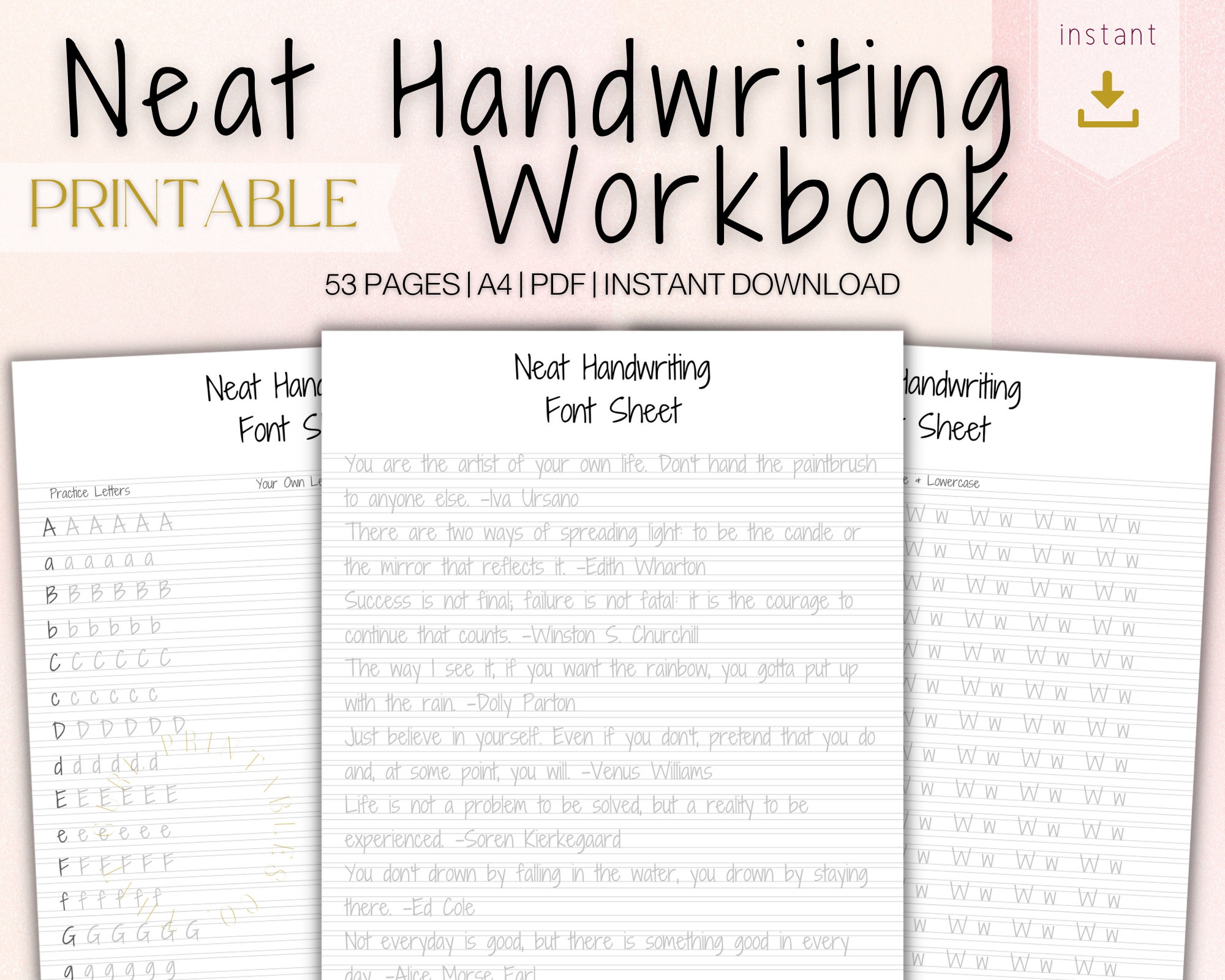 Neat Handwriting Practice Sheet Printable Handwriting Work Sheet Uppercase lowercase numbers A4 PDF Instant Download Etsy