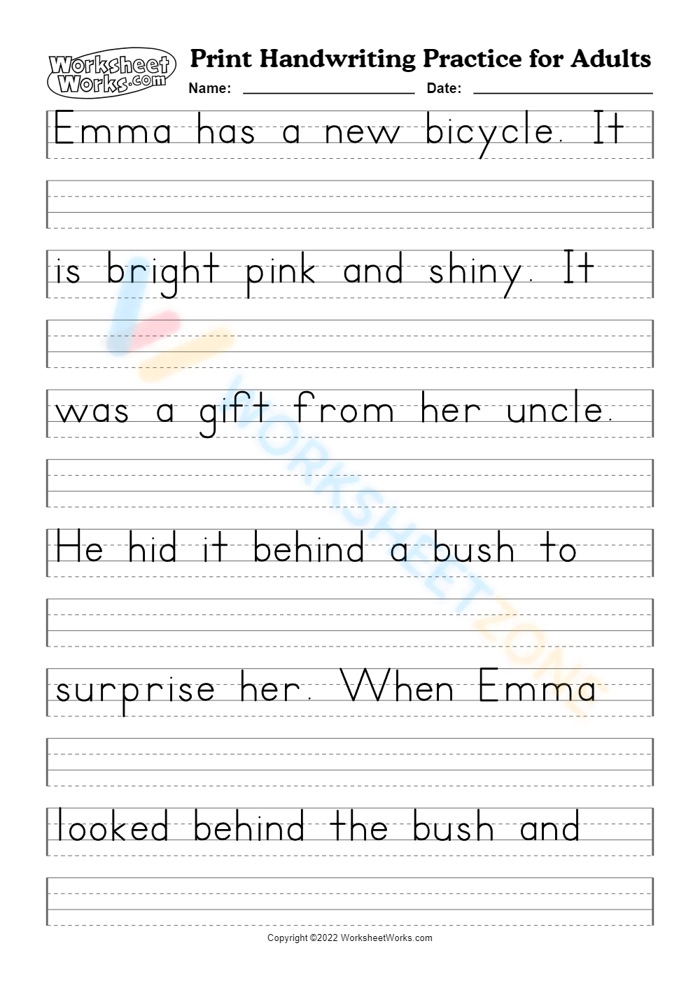 handwriting worksheets for adults free