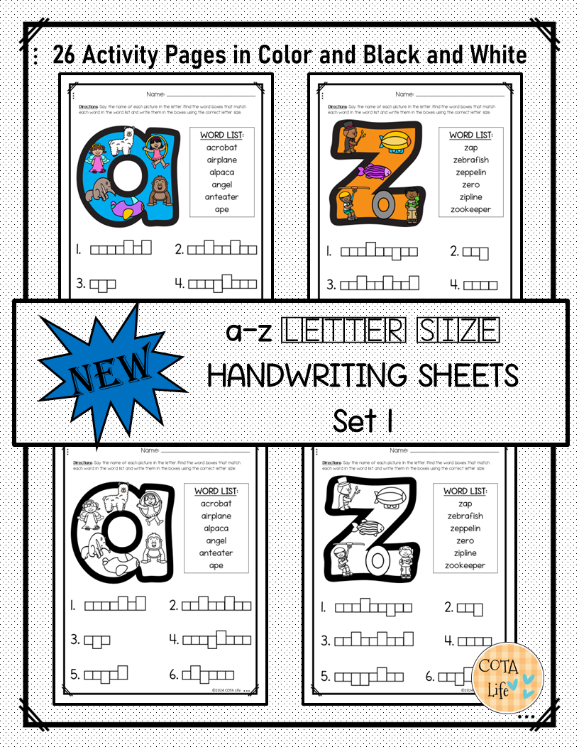NEW A z Handwriting Sheets Series 1 The OT Toolbox