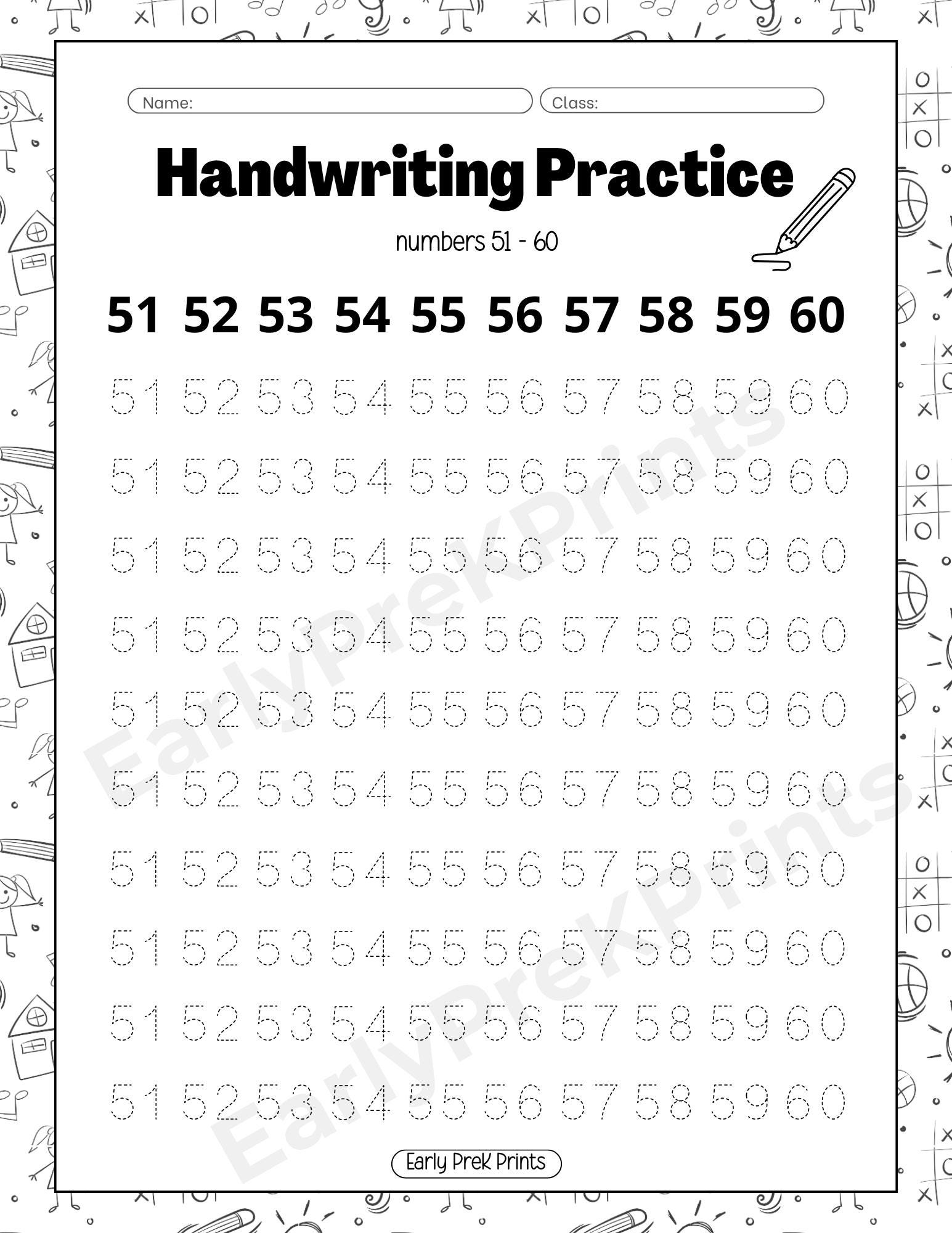 number handwriting practice worksheets