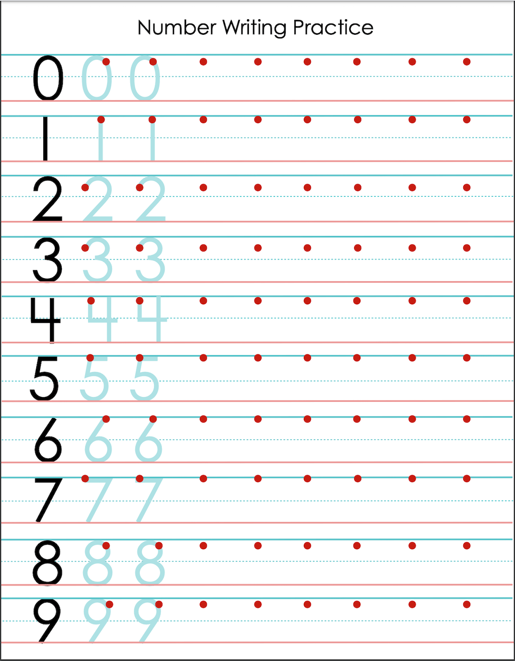 handwriting worksheet numbers