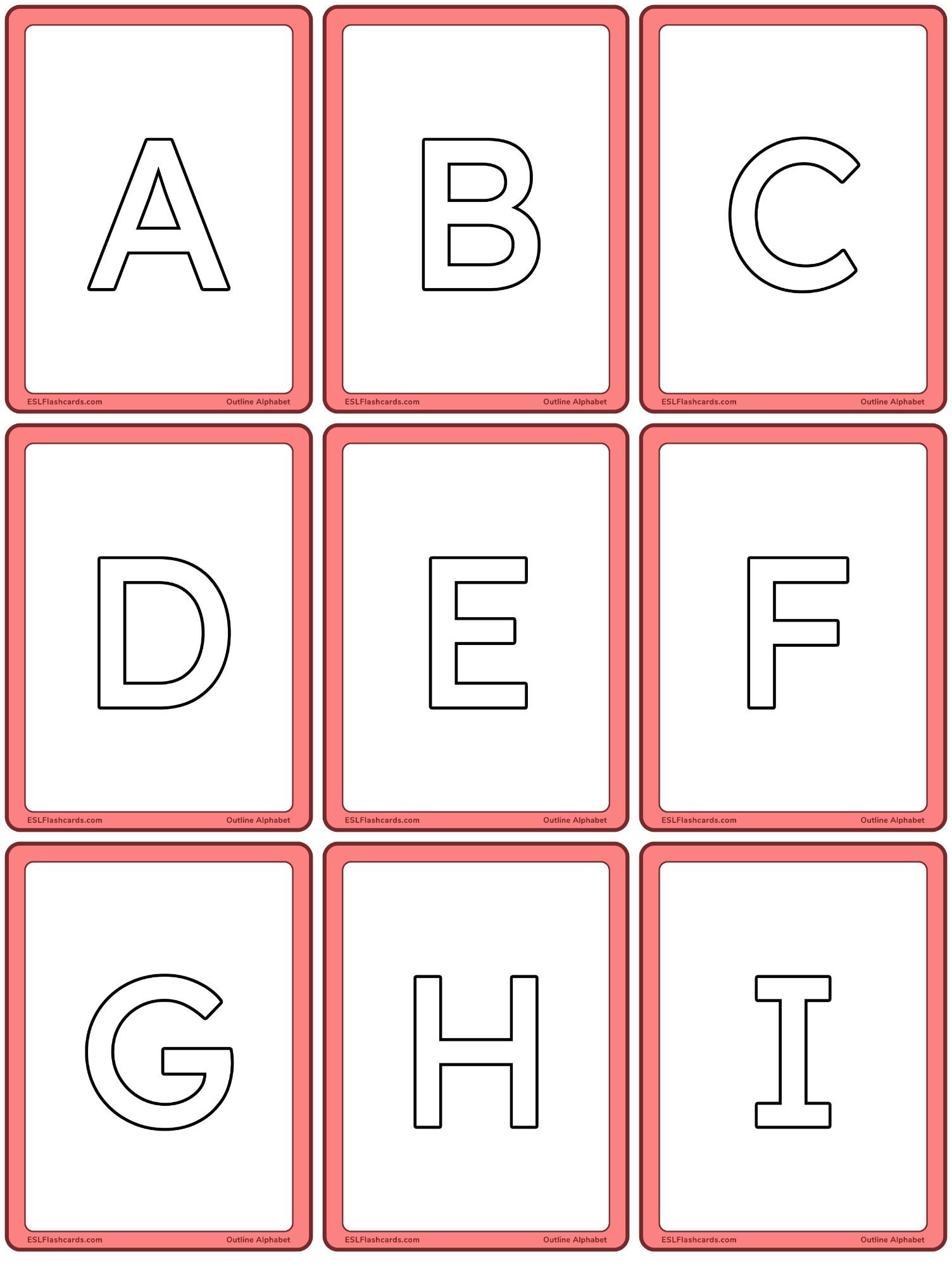 Outline Alphabet ESL Flashcards