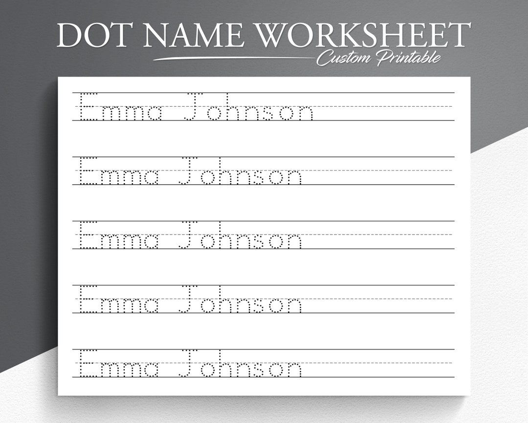 Personalized Dot Name Tracing Worksheet Handwriting Practice PDF Etsy