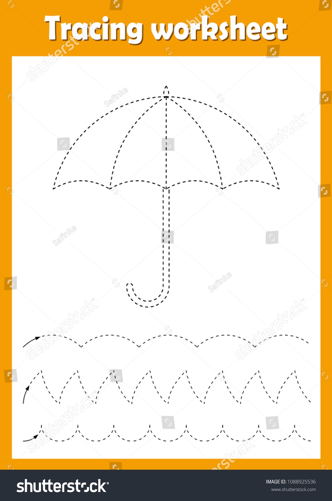 Preschool Kindergarten Tracing Worksheet Dashed Lines Stock Vector Royalty Free 1088925536 Shutterstock