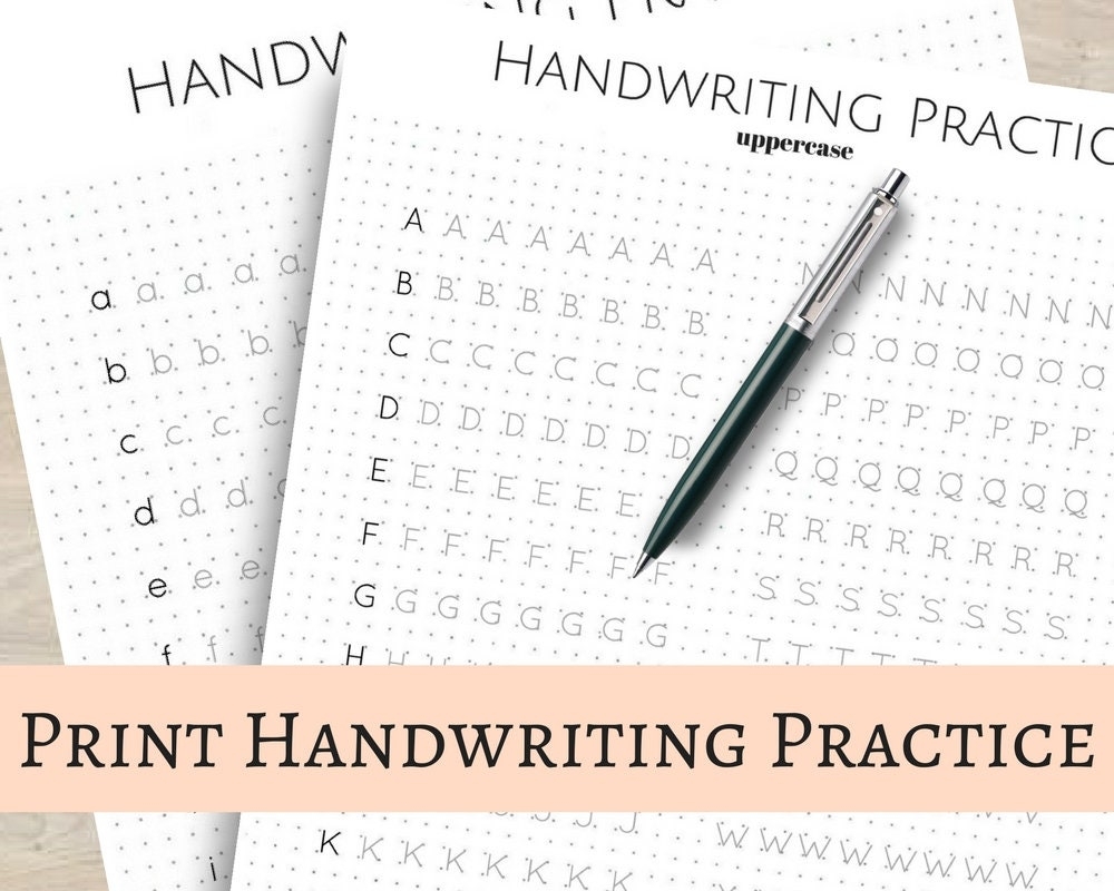 Print Handwriting Practice Sheets 5mm Dot Grid For Bullet Journal Uppercase Lowercase Printable Etsy