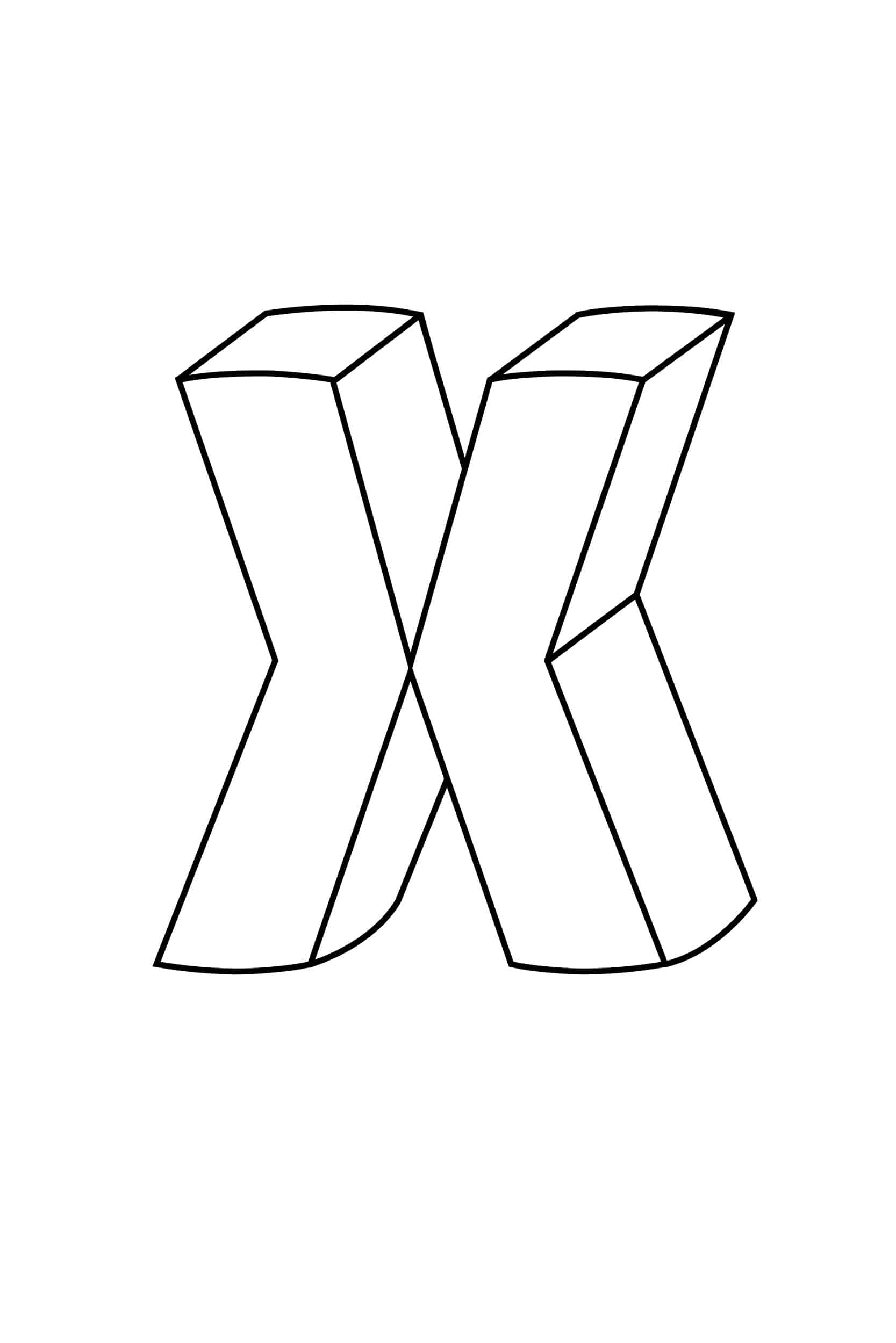 Printable 3D Bubble Letter X