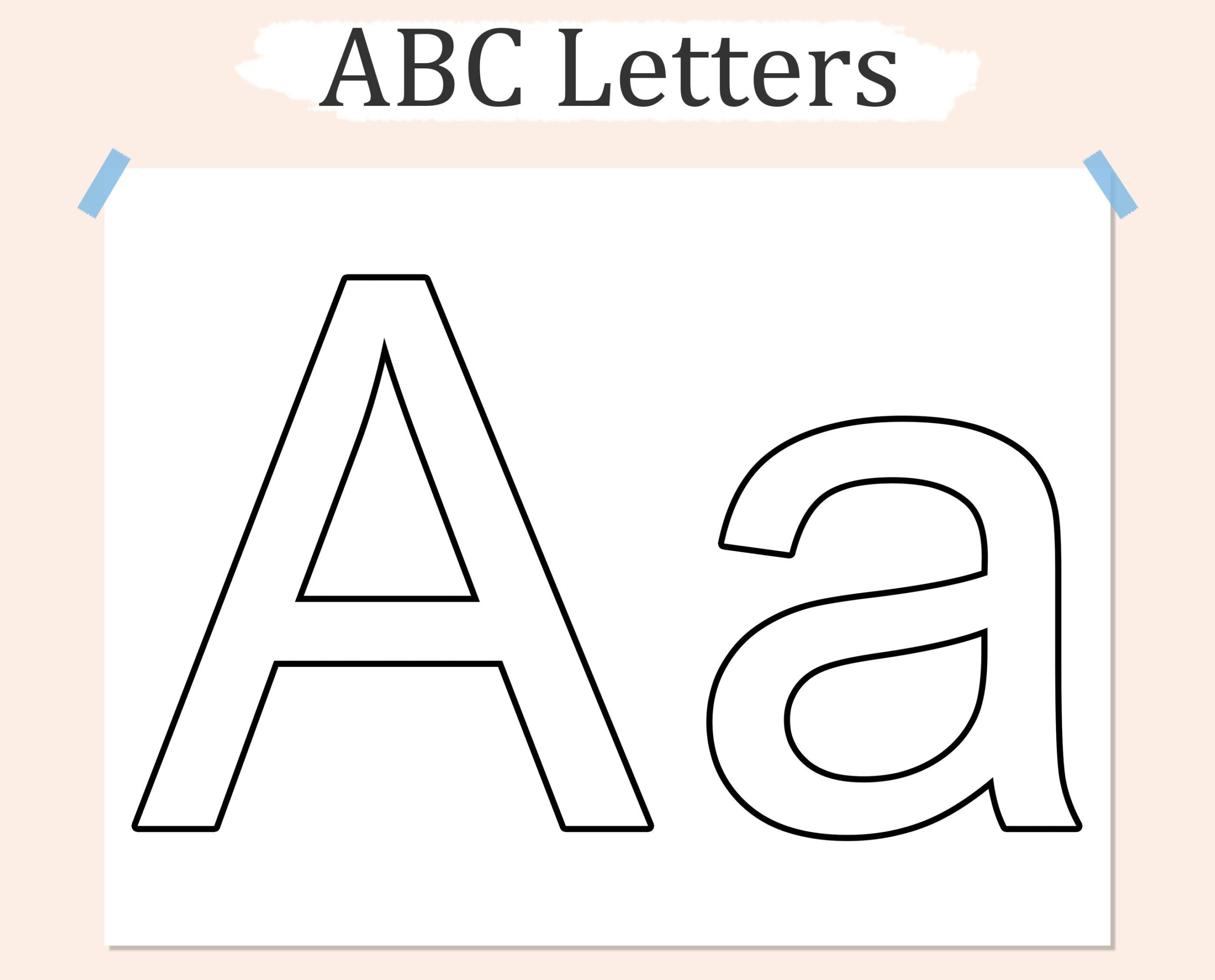 Printable ABC Outline Letters Uppercase Lowercase digital Download Etsy