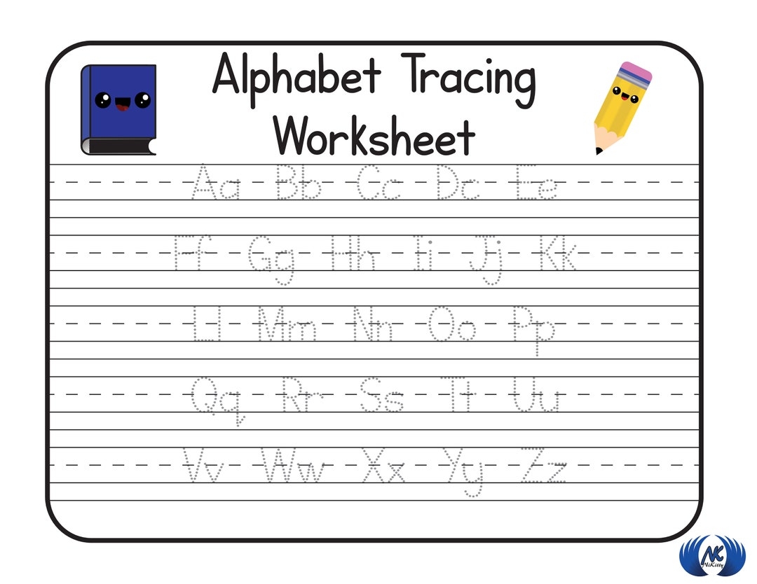 Printable Alphabet Tracing Worksheet Letter Tracing Worksheet Etsy