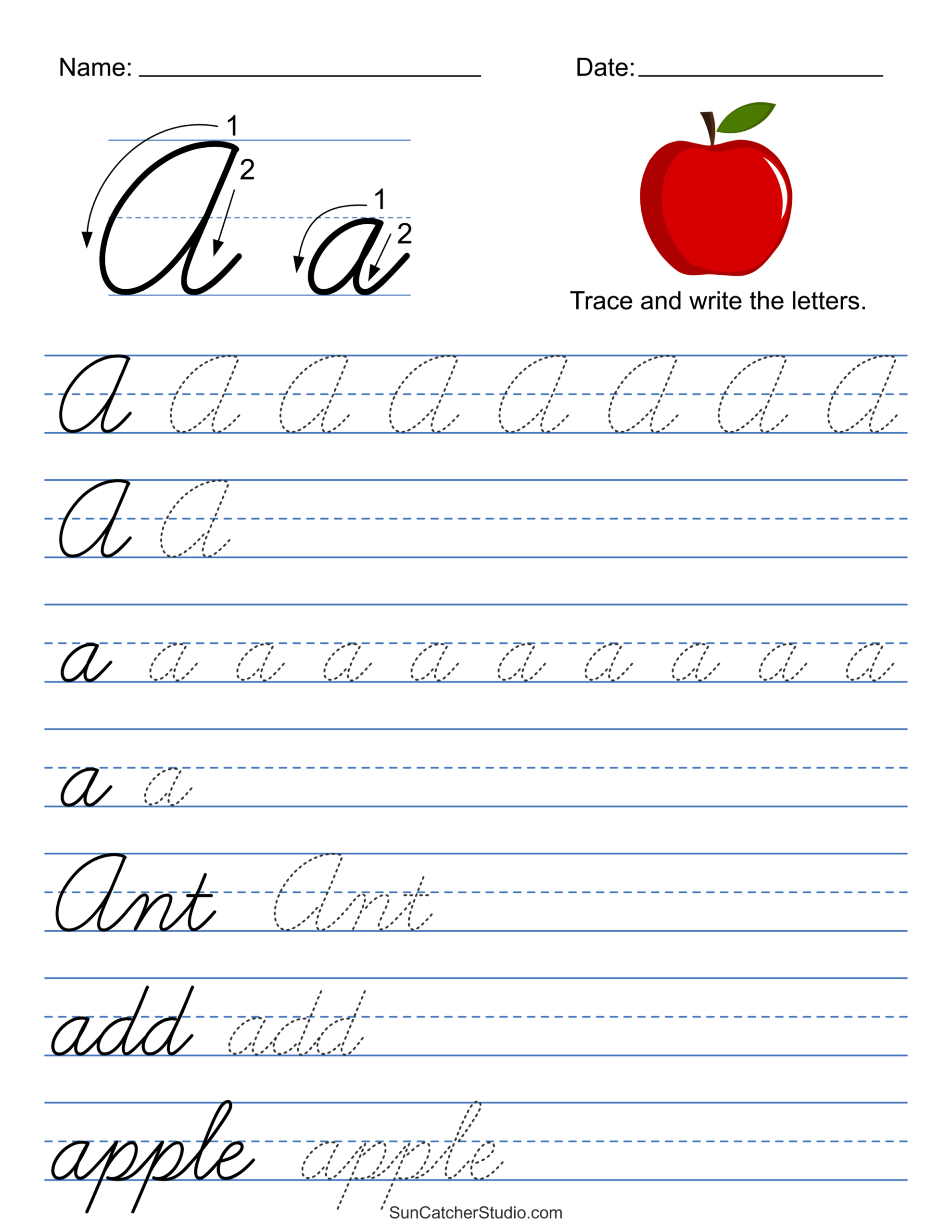 Printable Cursive Handwriting Worksheets Practice Letters DIY Worksheets Library