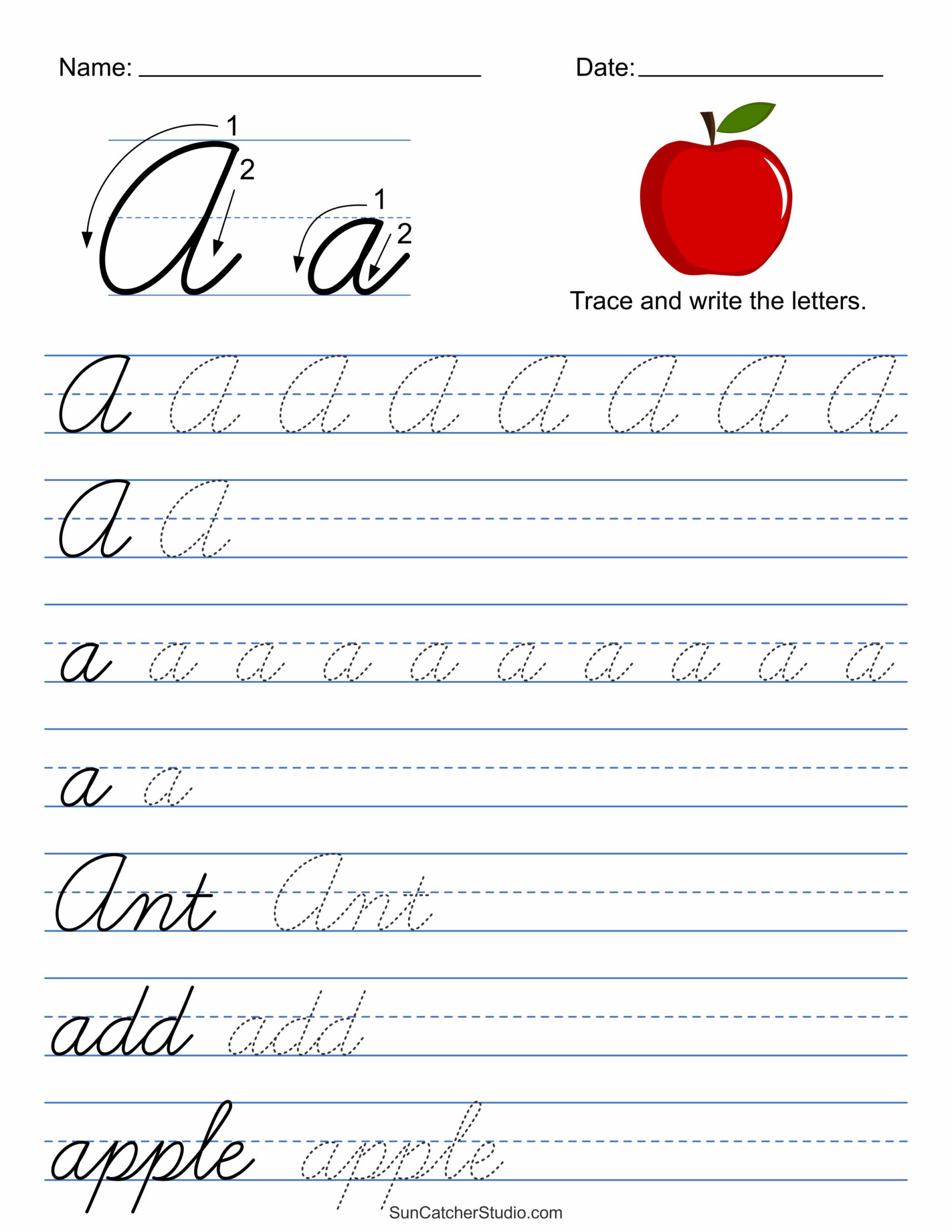 Printable Cursive Handwriting Worksheets Practice Letters Free Printables Lettering SVG Files Tools Apps