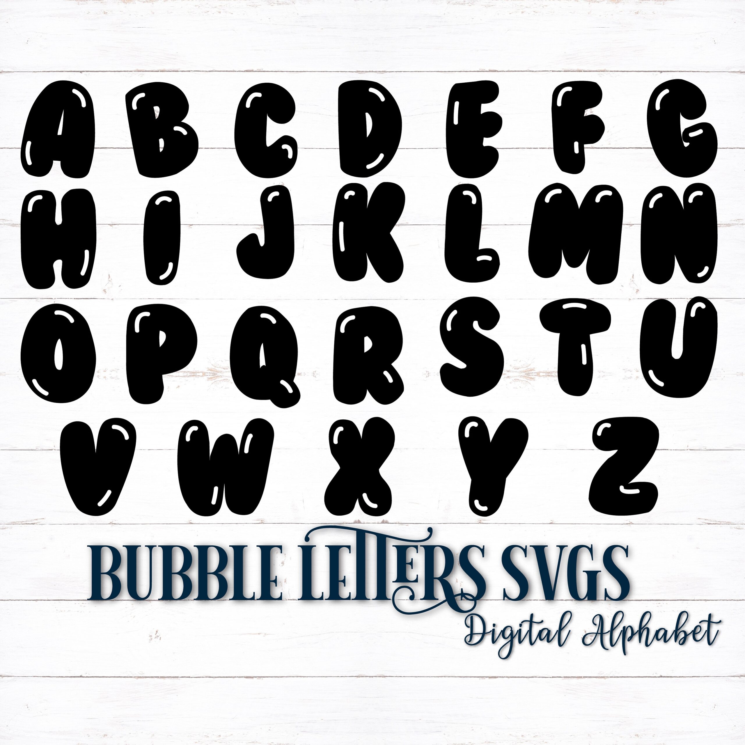 Printable Digital Alphabet Letters Bubble Letters Bubble Alphabet Alphabet PDF Alphabet SVG Alphabet Cartoon Alphabet Etsy