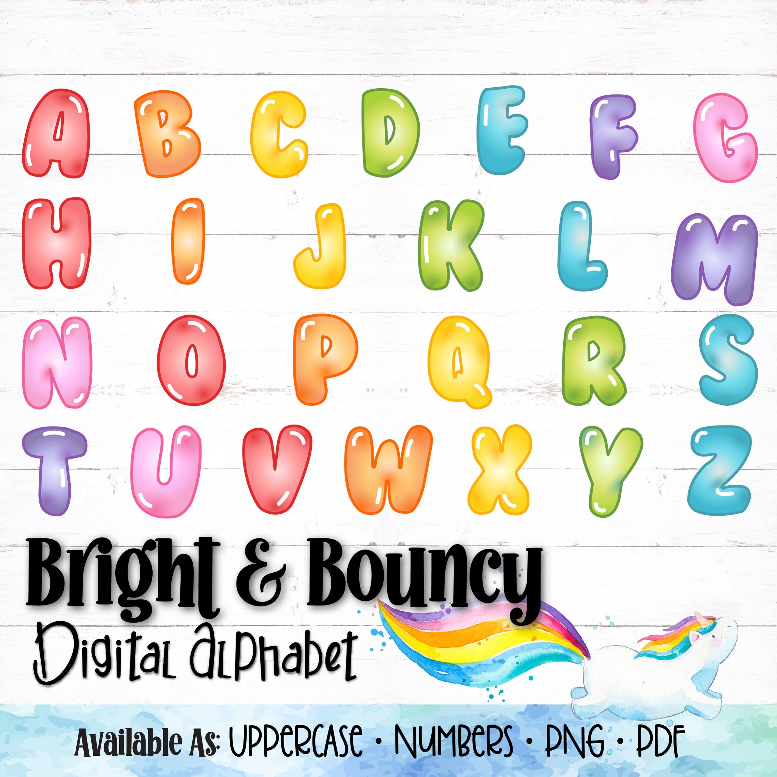 Printable Digital Alphabet Letters Bubble Letters Puff Alphabet Rainbow Alphabet PDF Alphabet PNG Alphabet Cartoon Alphabet Etsy