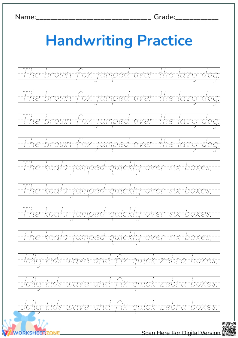 Printable Grade 1 Handwriting Worksheets