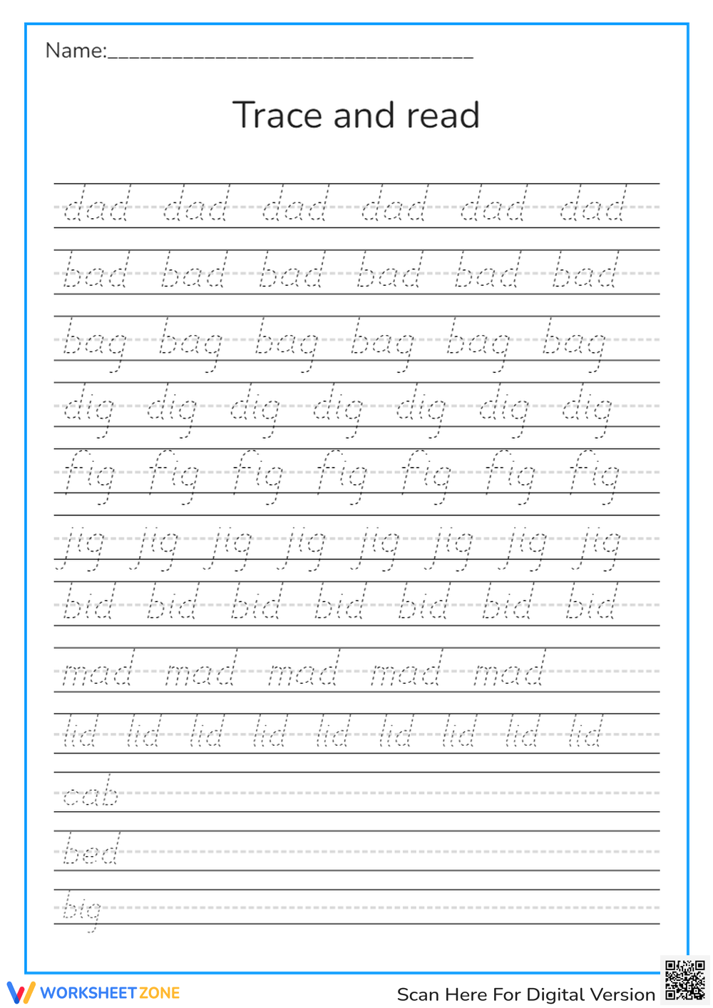 dotted handwriting worksheets