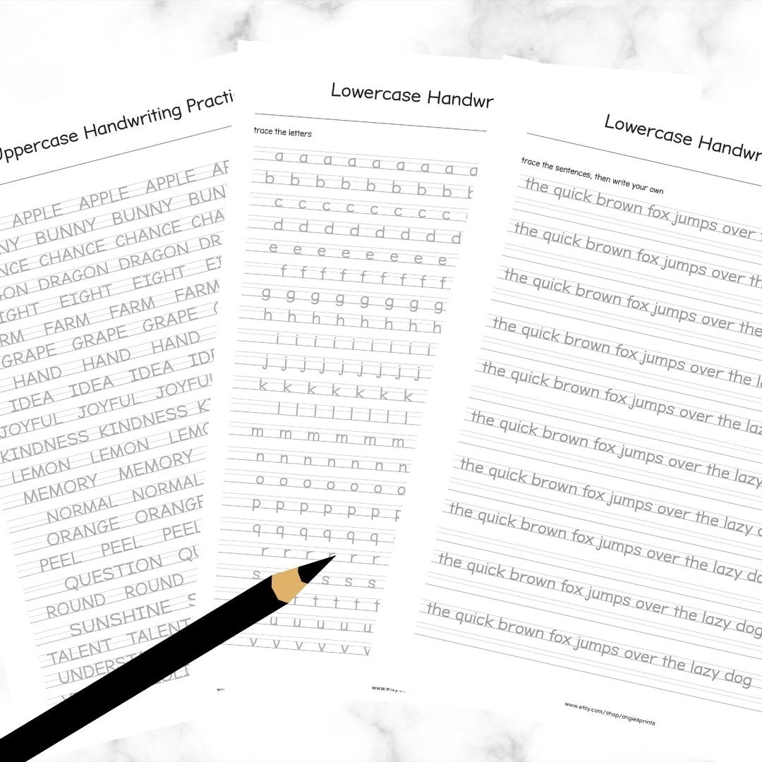 Printable Neat Handwriting Worksheets 10 Pages Middle School Kids Children Adults PDF File Hand Lettering Alphabet ABC Letter Tracing Etsy
