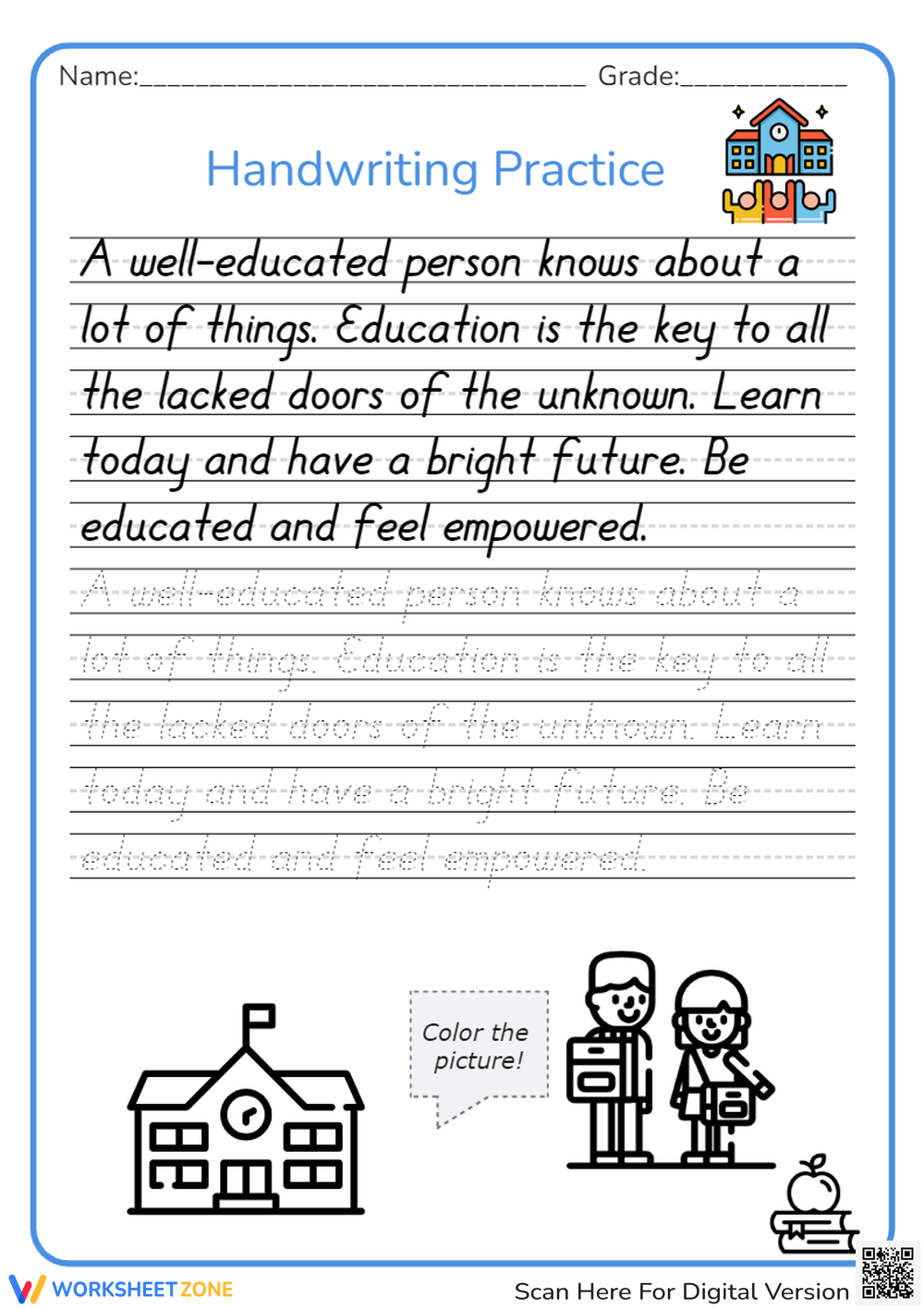 Printable Paragraph Tracing Worksheets