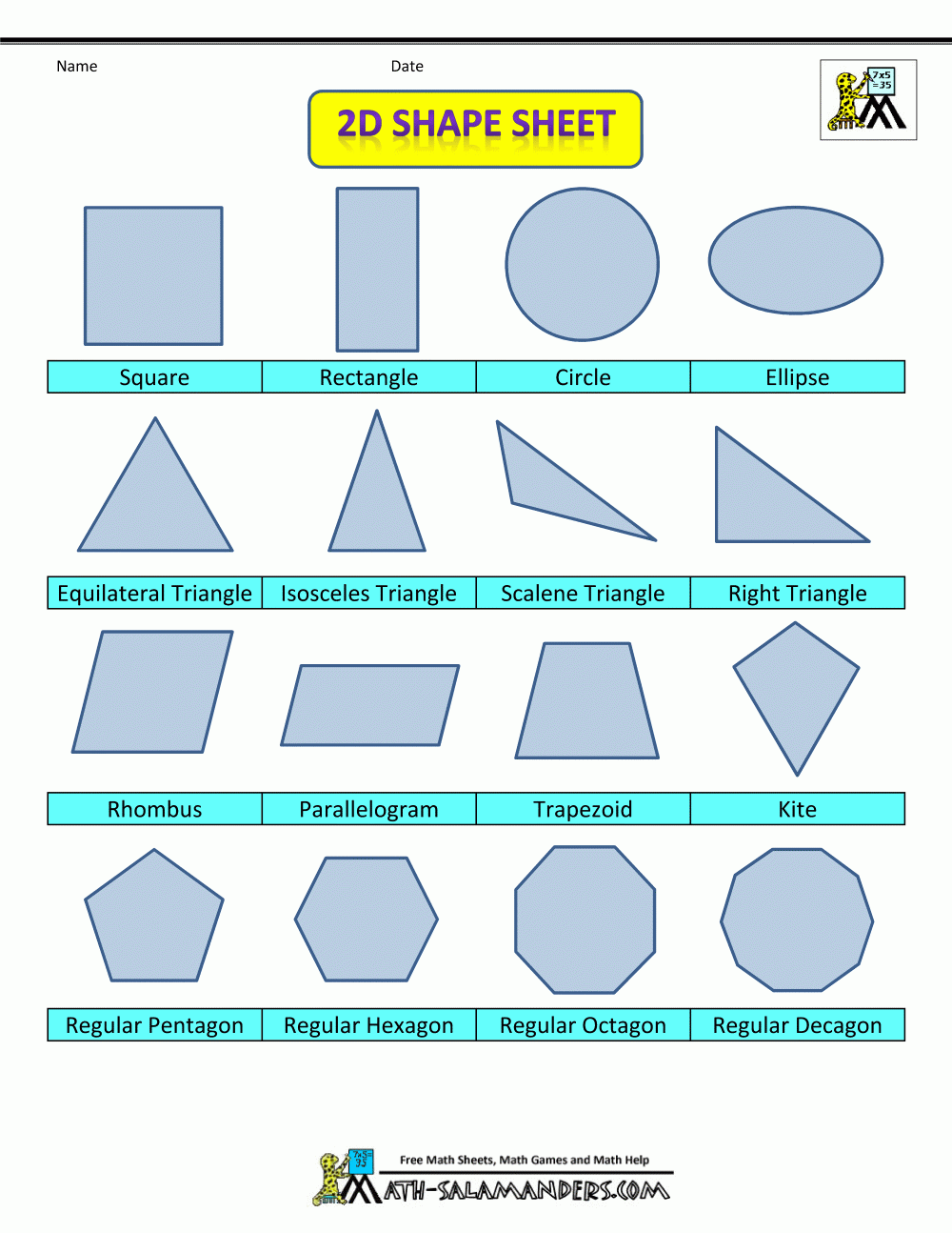 Printable Shapes 2D And 3D
