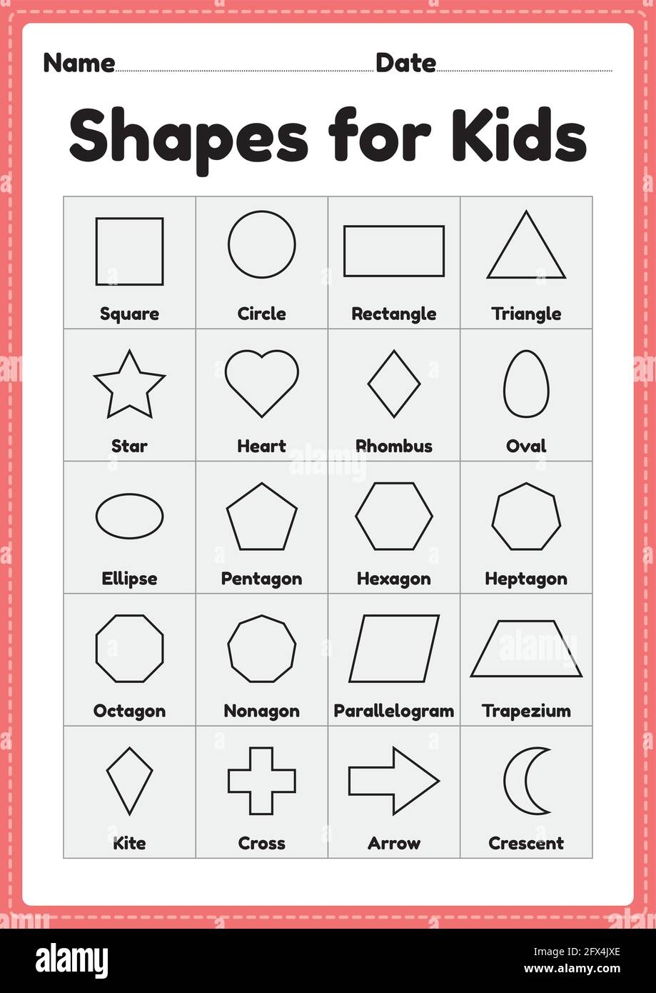Printable Shapes For Preschool And Kindergarten Kids To Learn Basic Symbols For Educational Activities Stock Vector Image Art Alamy