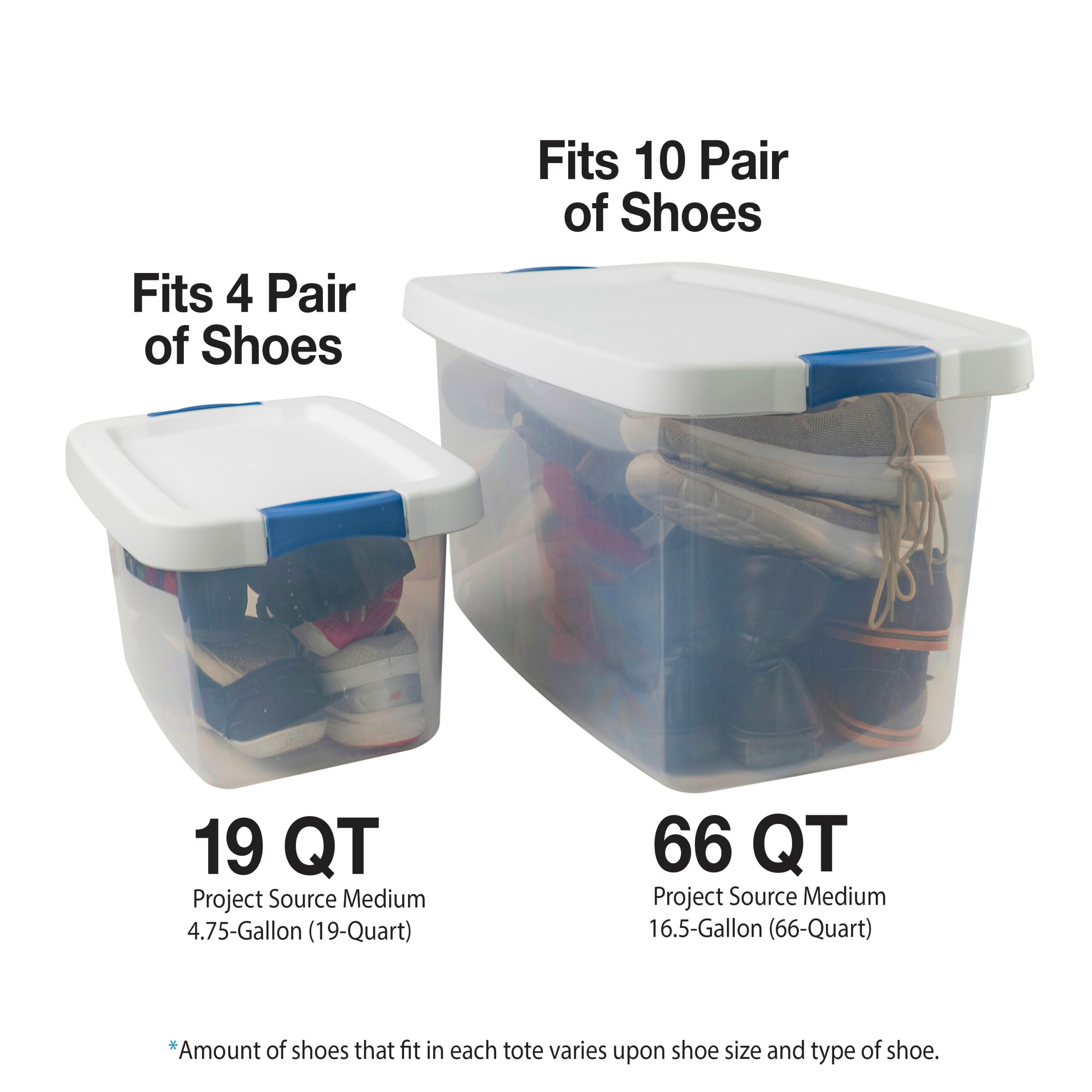 Project Source Medium 16 5 Gallons 66 Quarts Clear Heavy Duty Stackable Tote With Latching Lid At Lowes