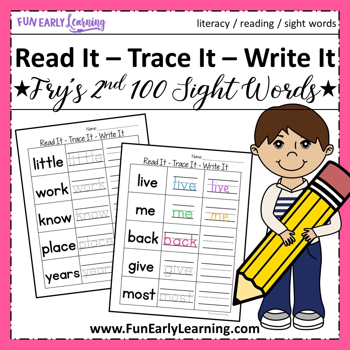 handwriting sight words worksheets