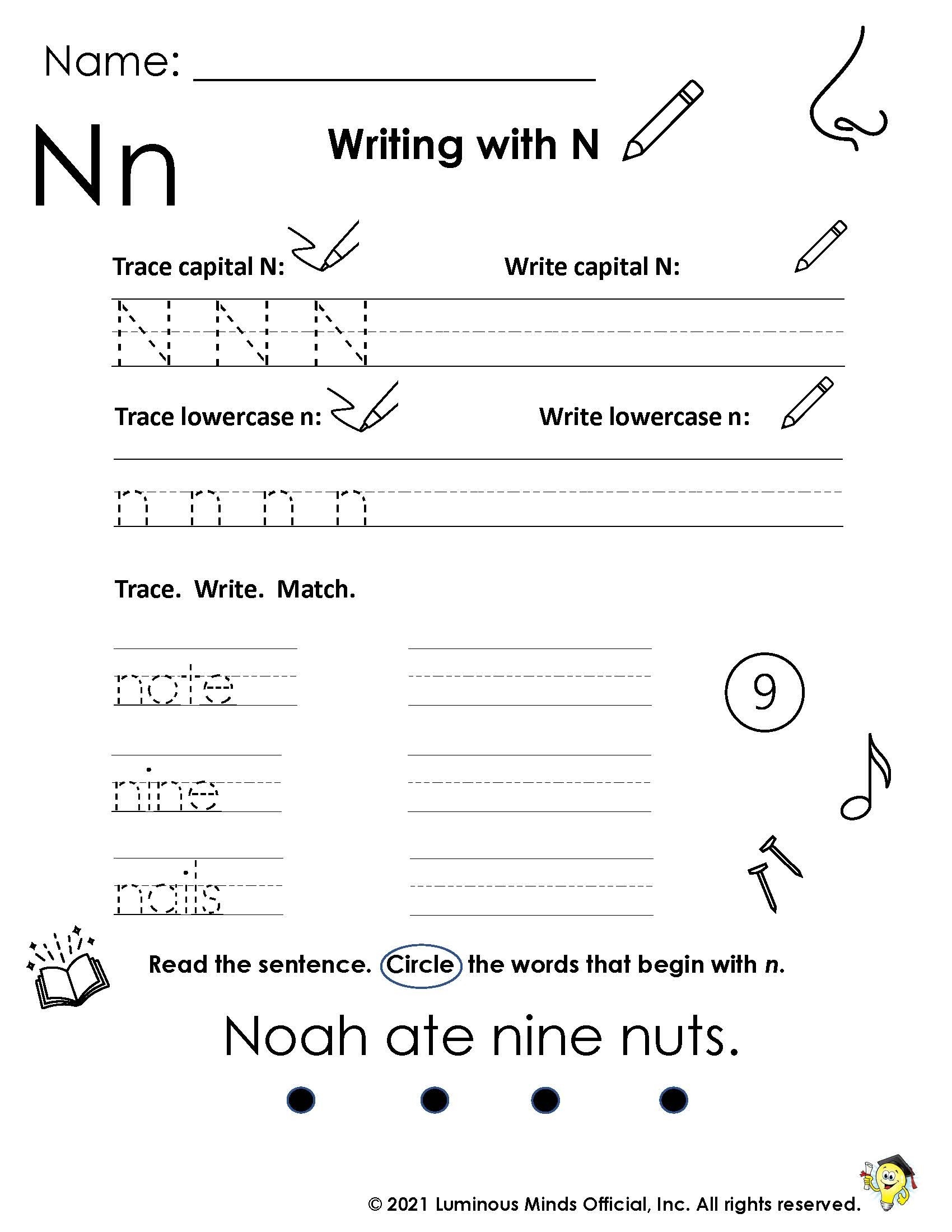Reading Comprehension Worksheets Writing With N Reading Comprehension Worksheets Writing With N