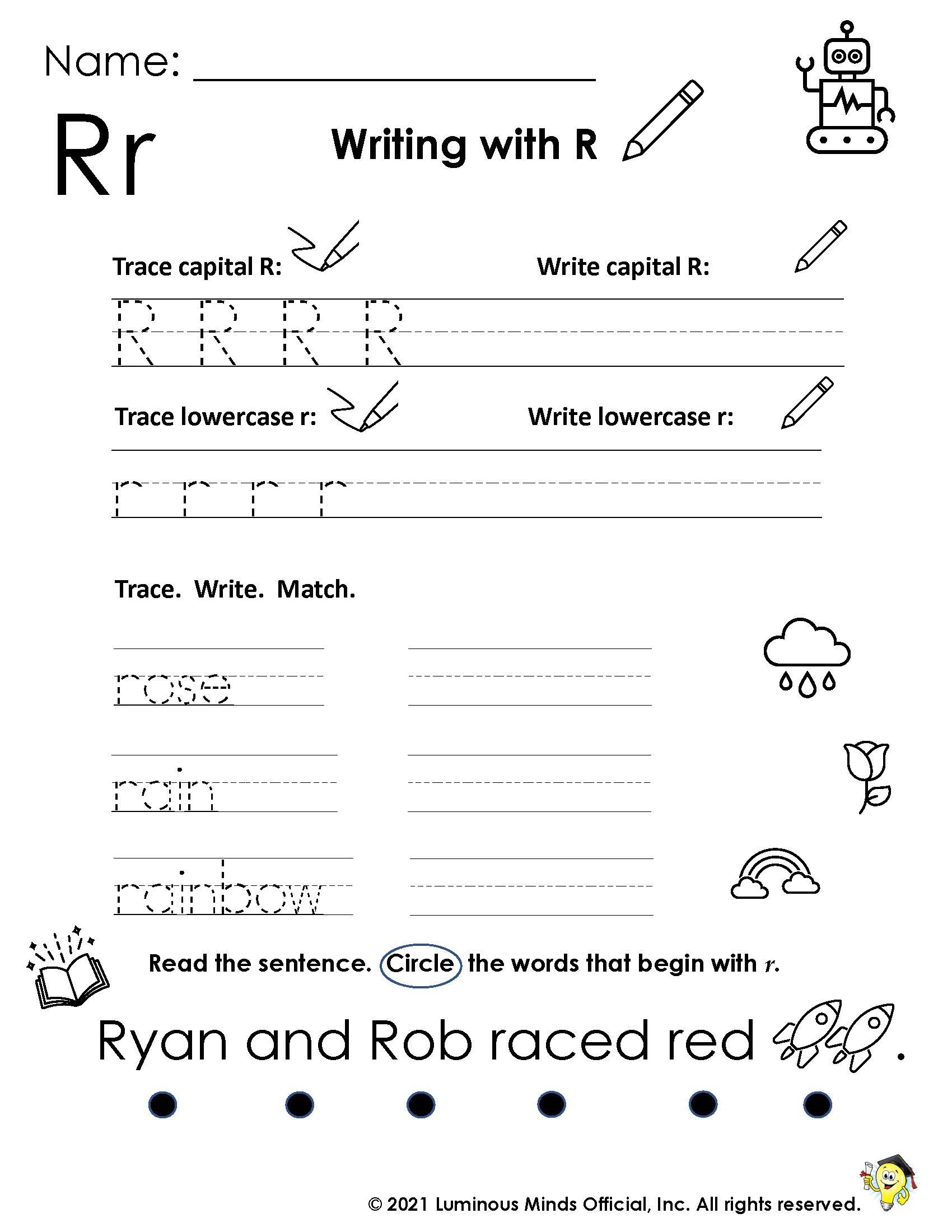 Reading Comprehension Worksheets Writing With R