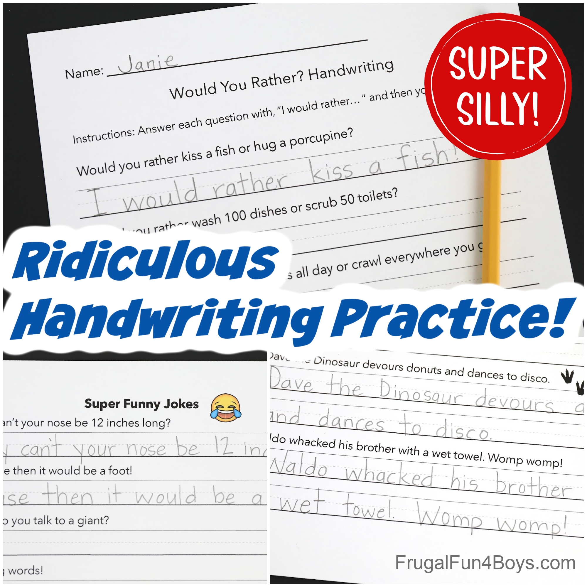 Ridiculous Handwriting Practice Frugal Fun For Boys And Girls